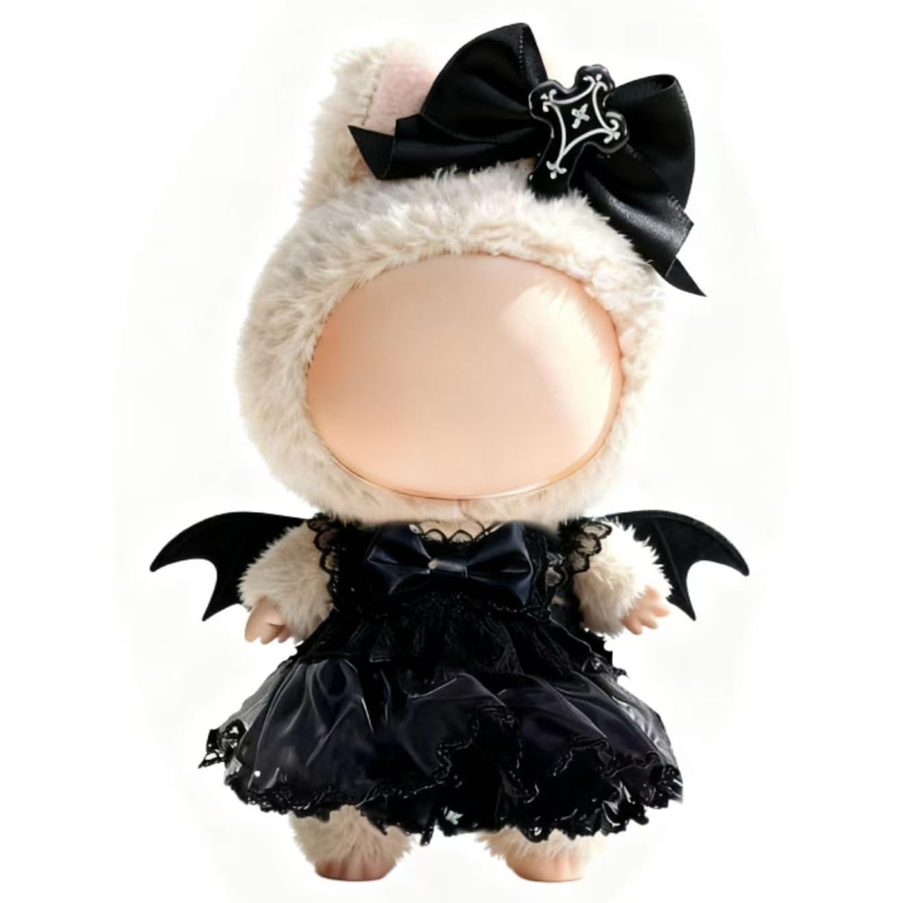 VVQUI 17cm Doll Clothes – Black Lace Dress with Devil Wings & Cross Bow | Premium 17cm Doll Outfit