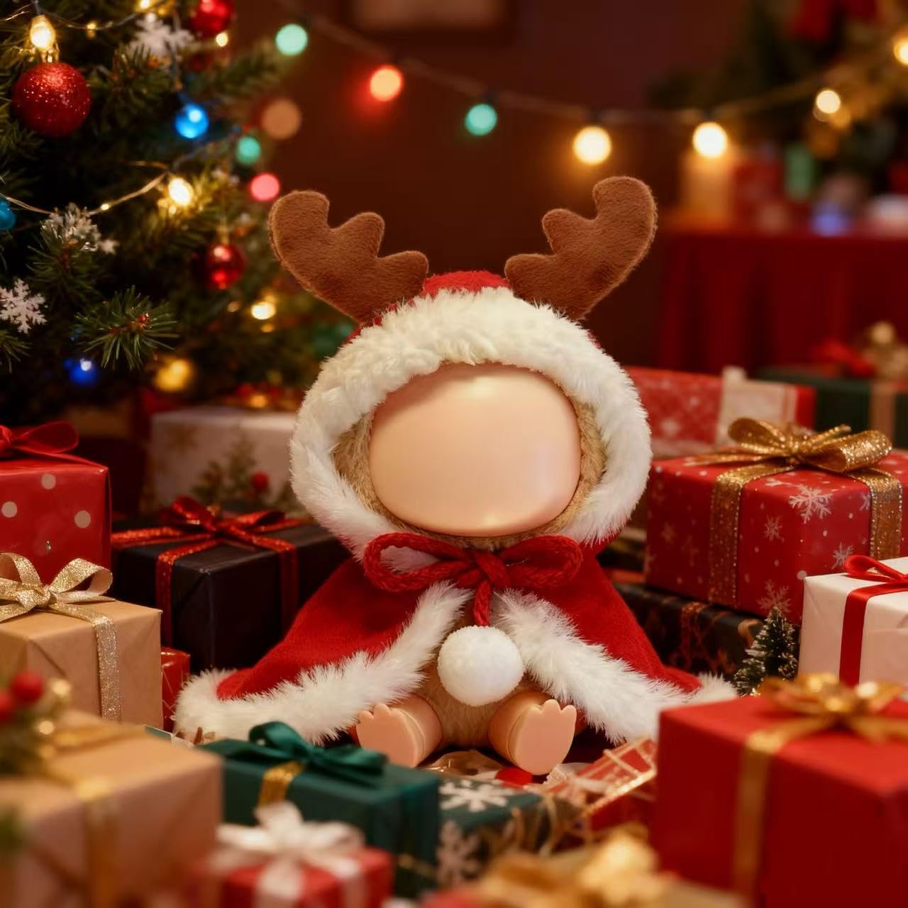 VVQUI Christmas Doll Clothes for 17cm Dolls | One-Piece Festive Cloak Set