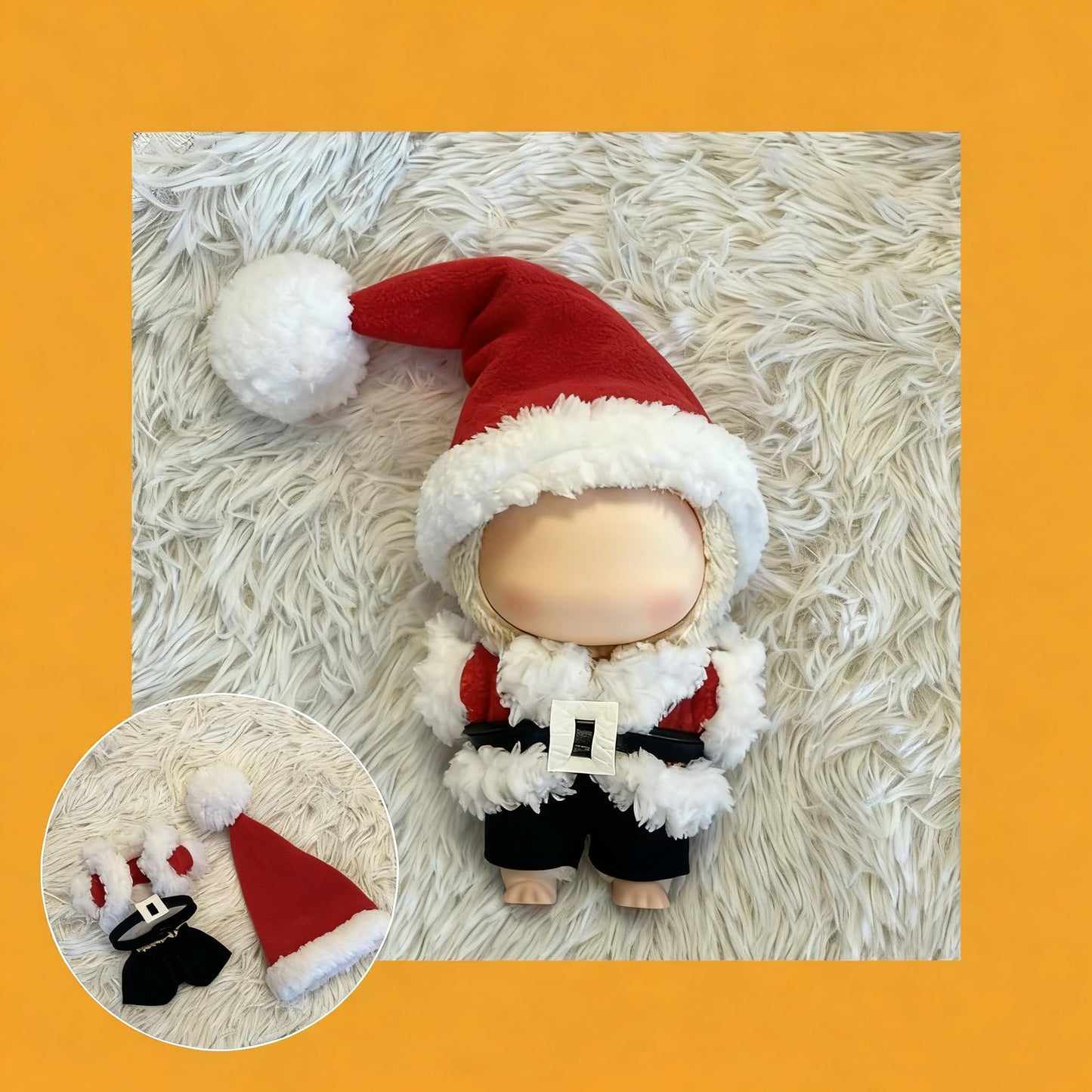 VVQUI Christmas Doll Clothes for 17cm Dolls – 4-Piece Crochet Holiday Outfit with Santa Hat