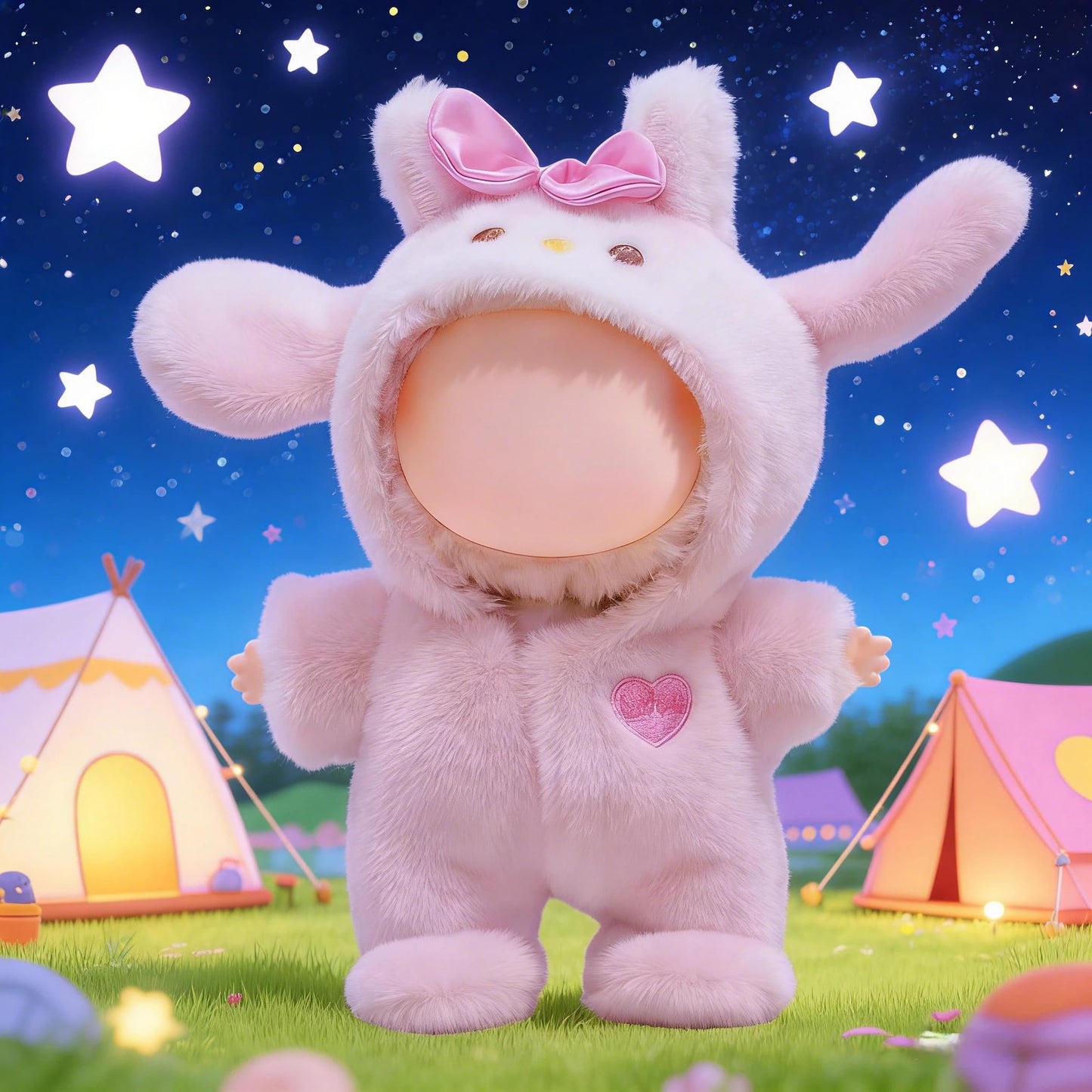 VVQUI 17cm Doll Clothes Set: Animal-Style Jumpsuit & Keychain Accessories