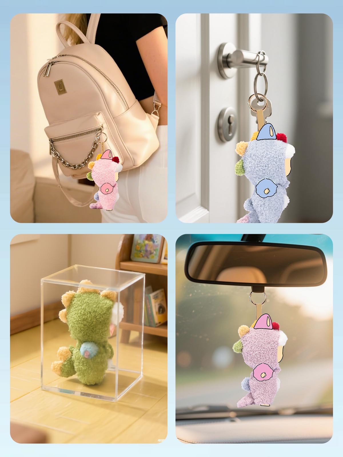 VVQUI Dino Doll Outfit for LABUBU 17cm Doll | Black Dinosaur Jumpsuit & Keychain