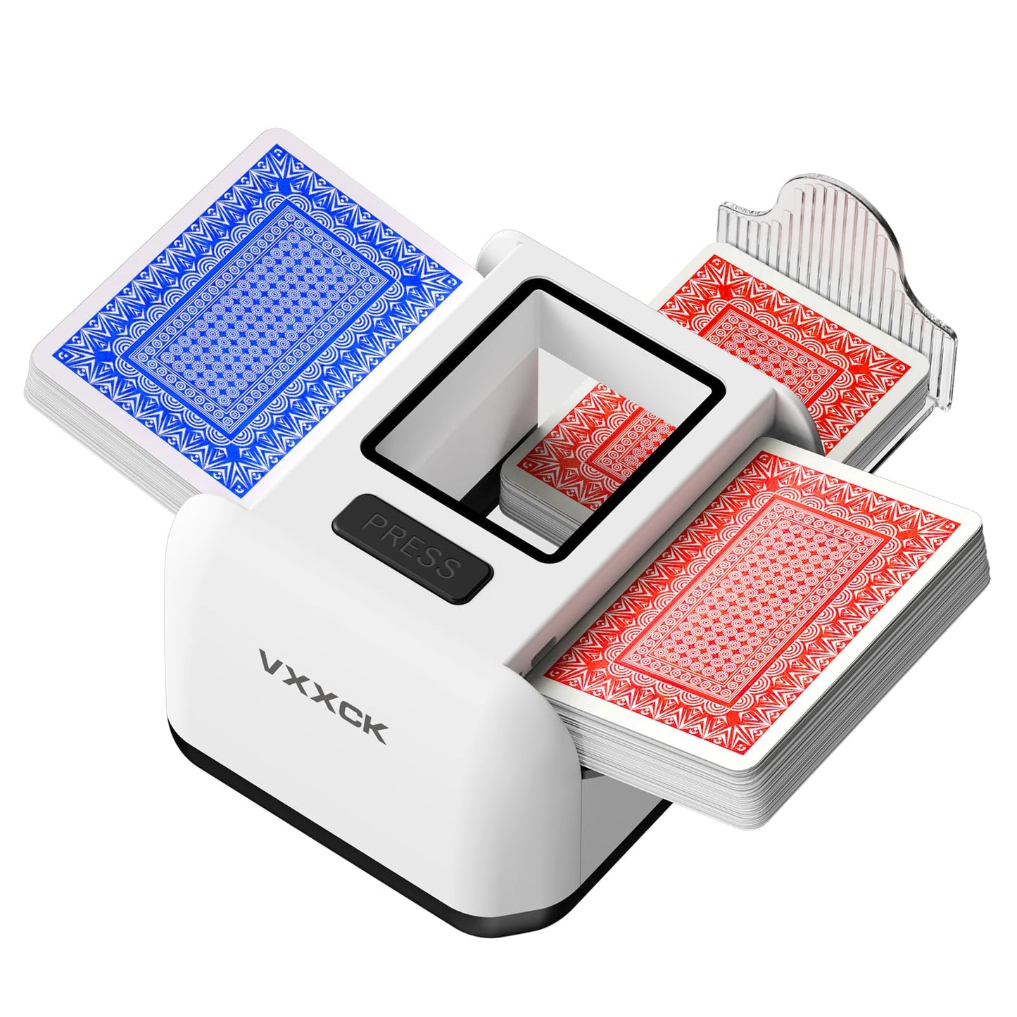 VXXCK Automatic Card Shuffler for 1-2 Decks | Dual Motors, USB-C Rechargeable, Low Noise
