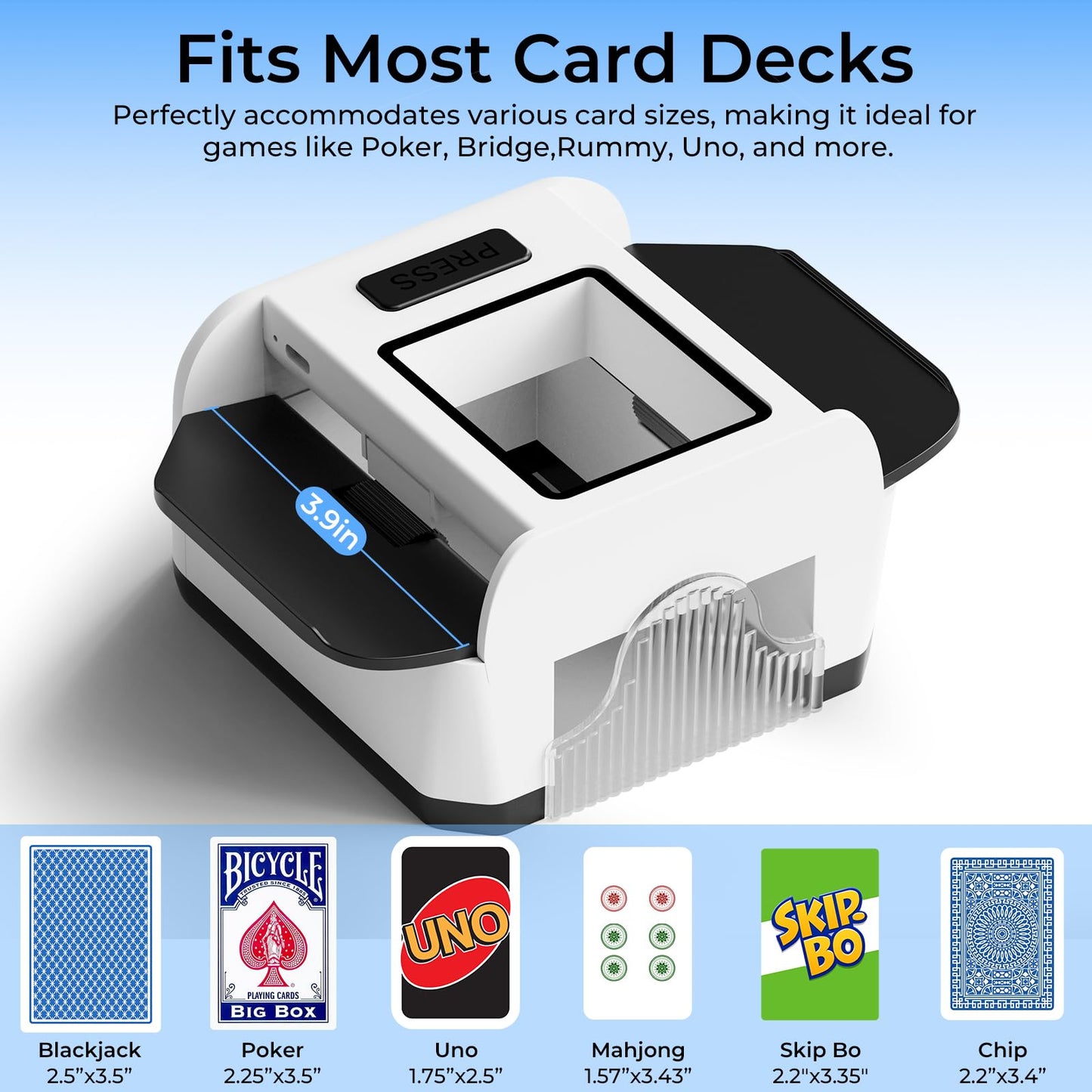 VXXCK Automatic Card Shuffler for 1-2 Decks | Dual Motors, USB-C Rechargeable, Low Noise