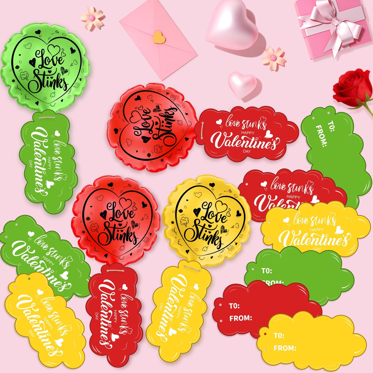 Vynium 12-Pack Valentine's Day Love Stinks Whoopie Cushions Card Set