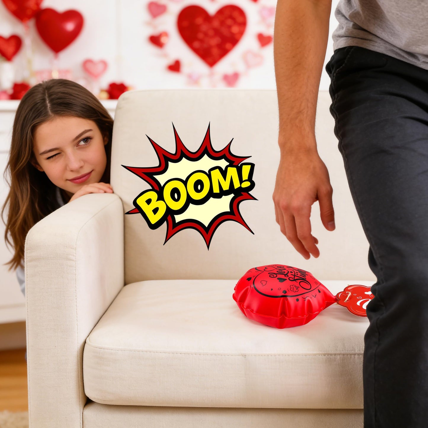 Vynium 12-Pack Valentine's Day Love Stinks Whoopie Cushions Card Set
