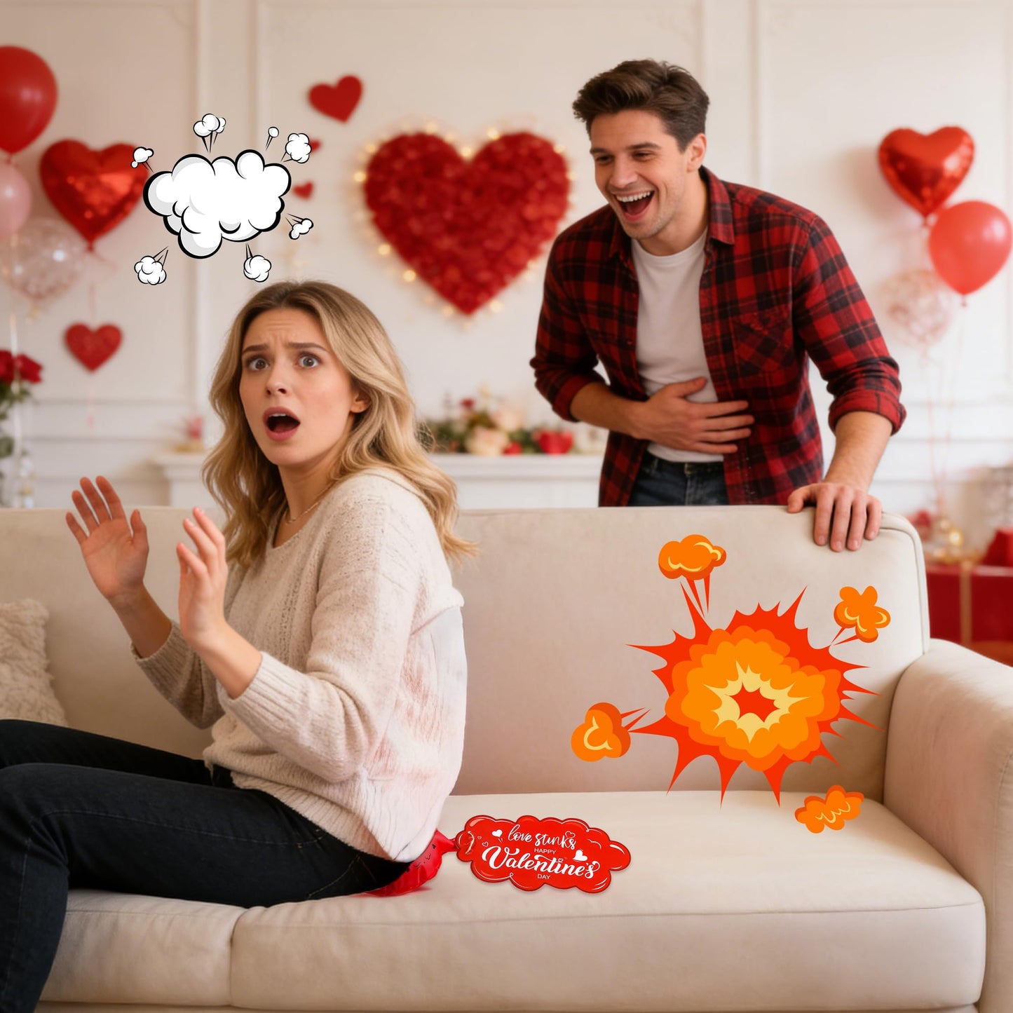 Vynium 12-Pack Valentine's Day Love Stinks Whoopie Cushions Card Set