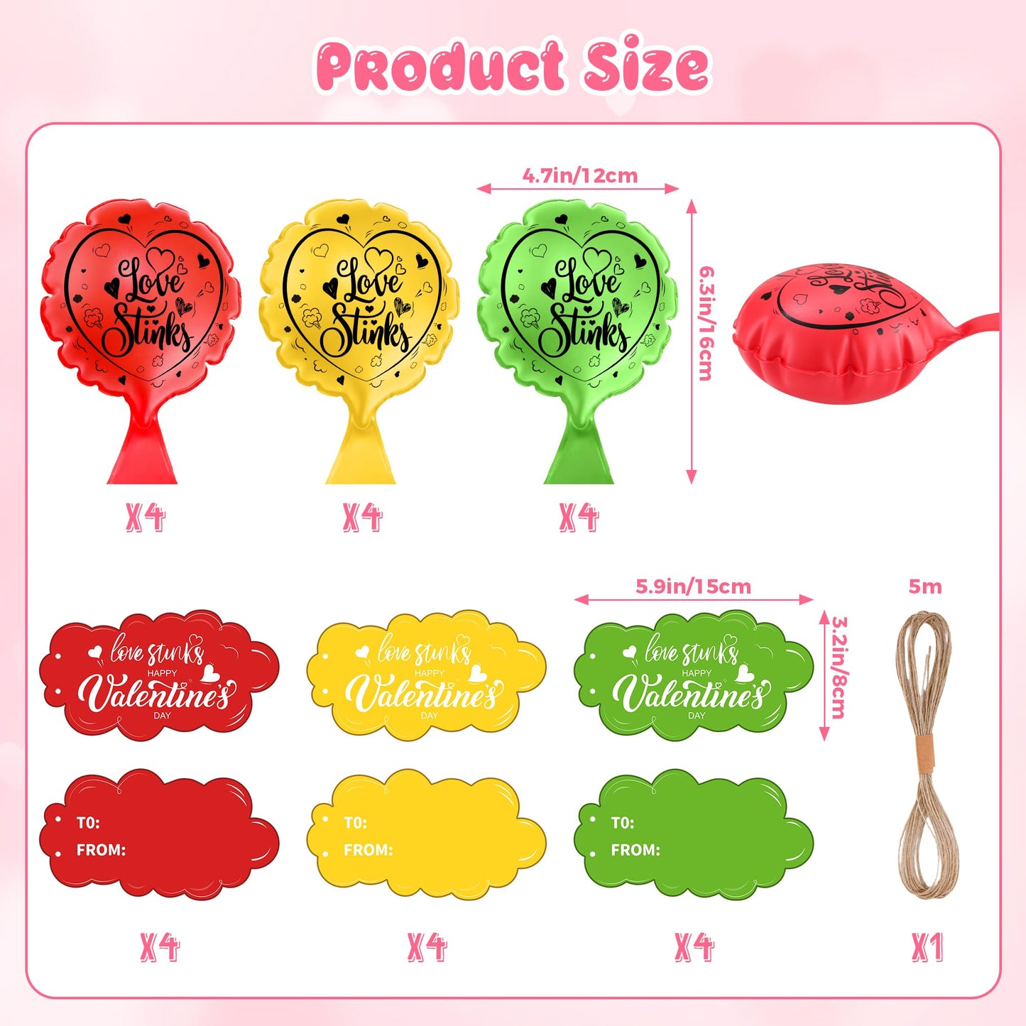 Vynium 12-Pack Valentine's Day Love Stinks Whoopie Cushions Card Set
