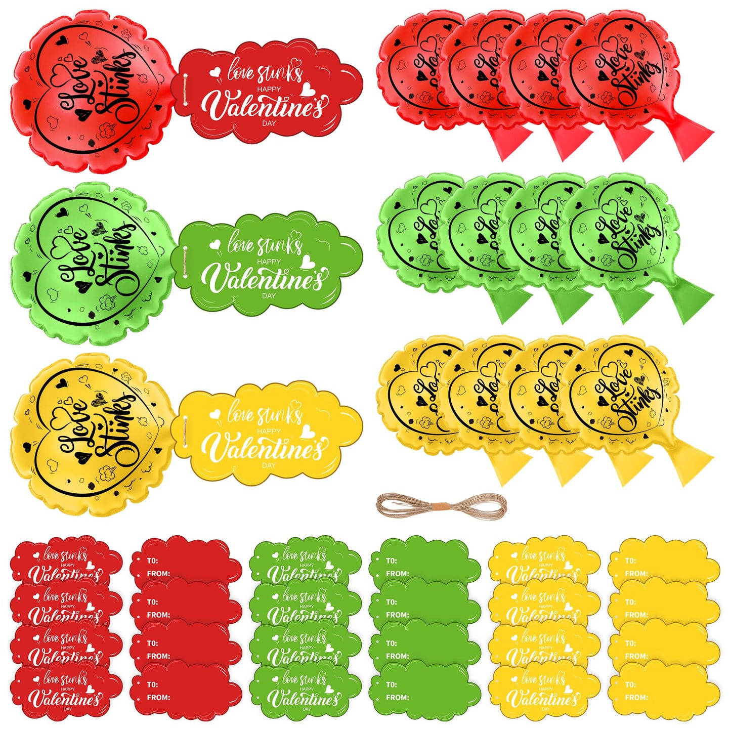 Vynium 12-Pack Valentine's Day Love Stinks Whoopie Cushions Card Set