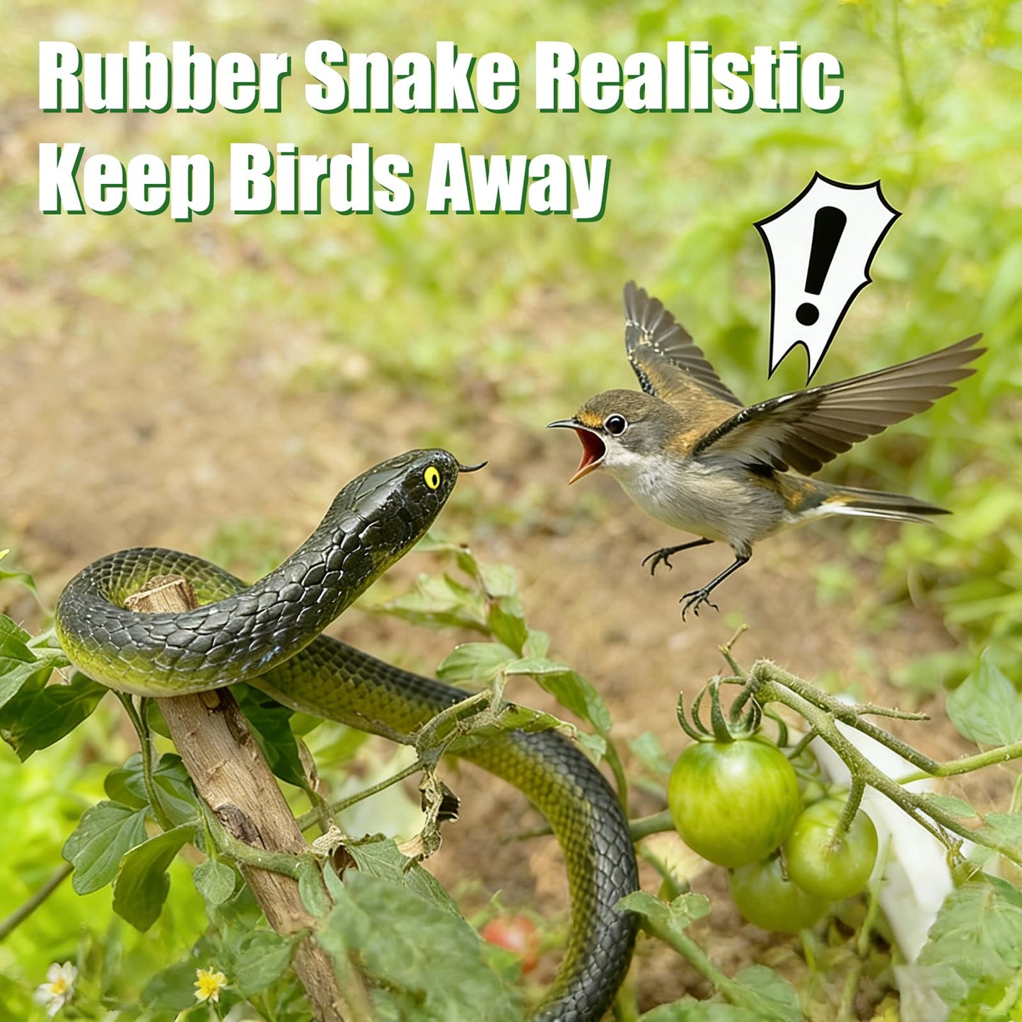 Vynorix Fake Snake Toy Set – 4 Realistic Soft Rubber Snakes for Garden Deterrence, Pranks & Parties