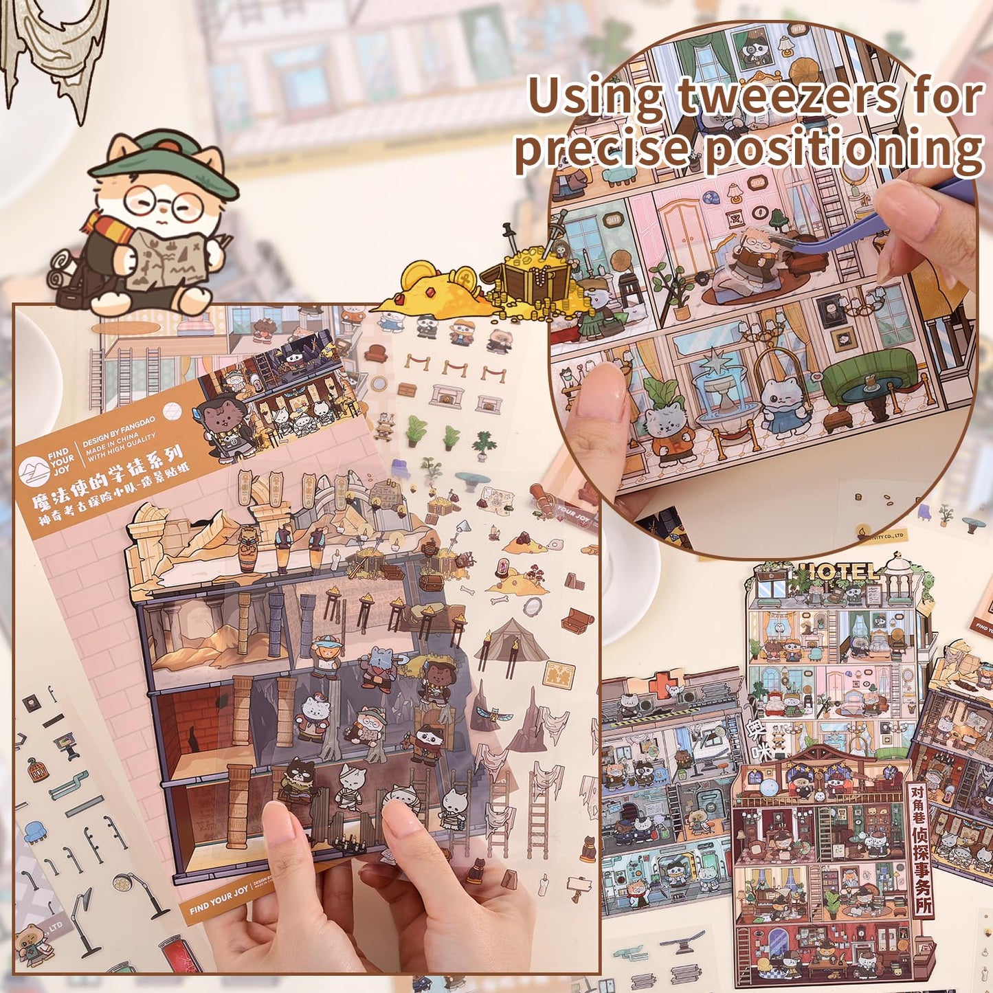 VYRANA Girls 3D Miniature Scene Stickers – 4 DIY House Theme Sets