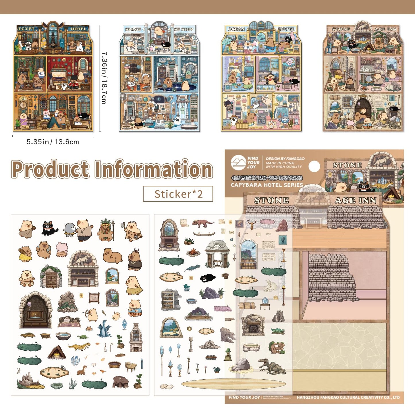 VYRANA Girls 3D Miniature Scene Stickers – 4 DIY Themes with Tweezer