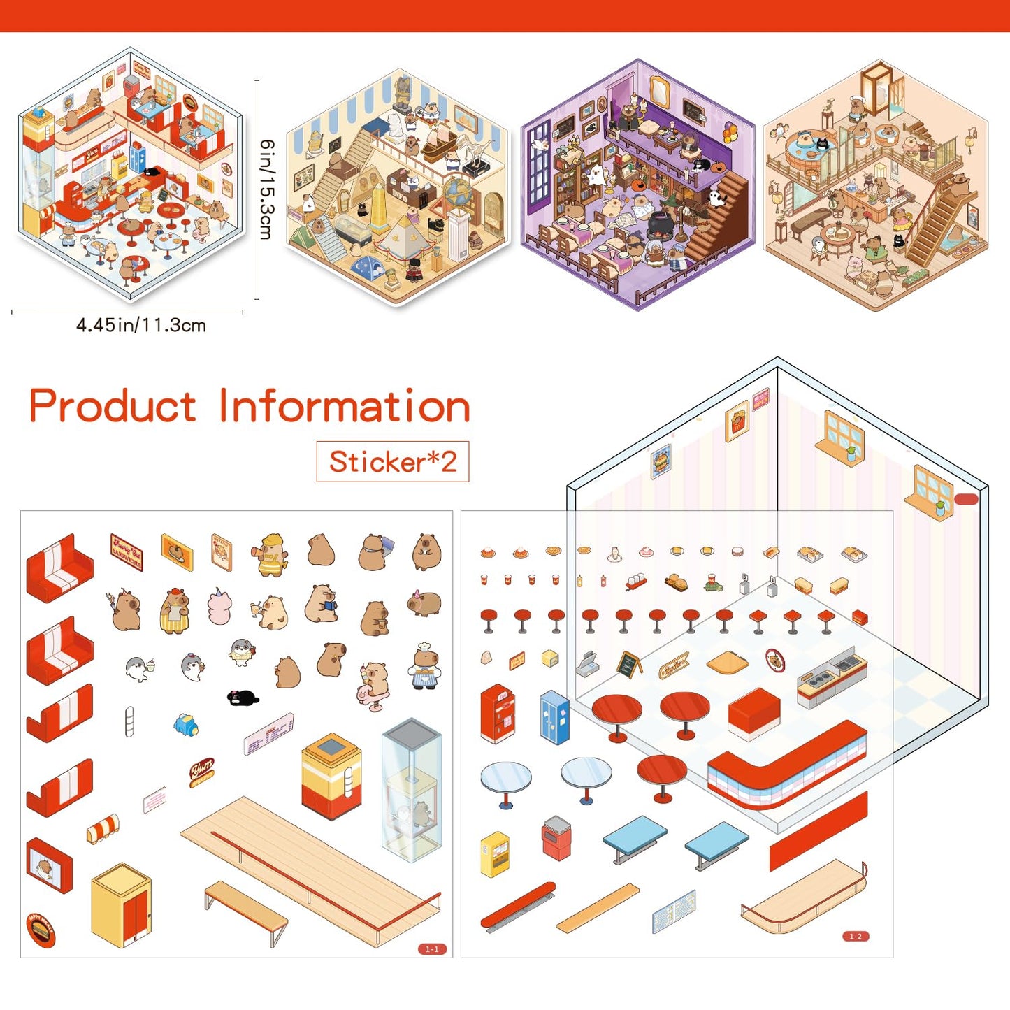 VYRANA Girls 3D Miniature Scene Stickers – 20 DIY 3D House Sticker Sets