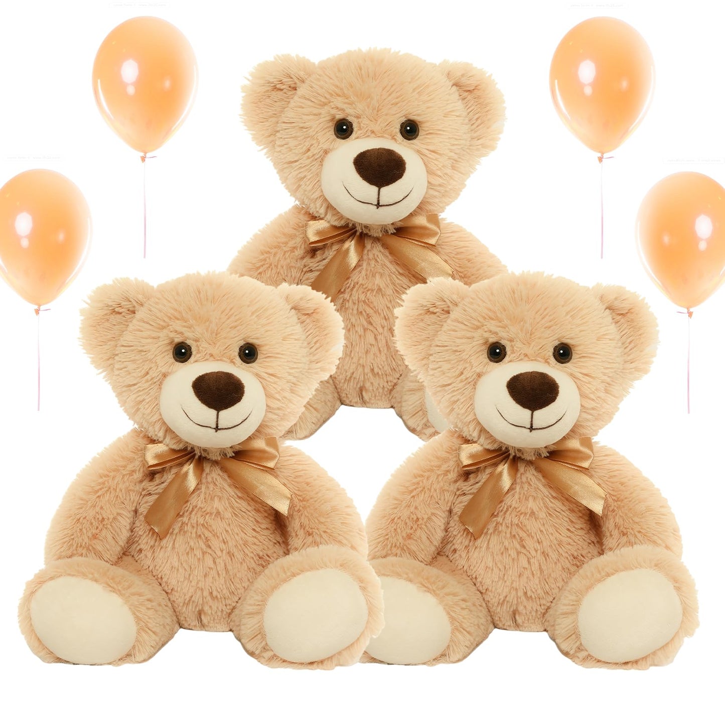 VYUSIT 3 Pcs Teddy Bears Bulk - 13.5in Soft Plush Bears in Light Brown | Cuddle-Worthy Gift Set