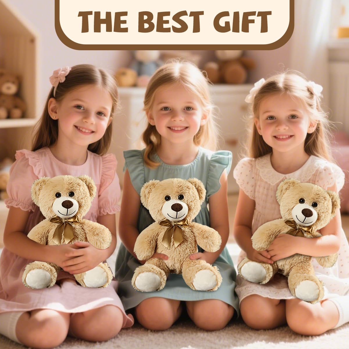VYUSIT 3 Pcs Teddy Bears Bulk - 13.5in Soft Plush Bears in Light Brown | Cuddle-Worthy Gift Set