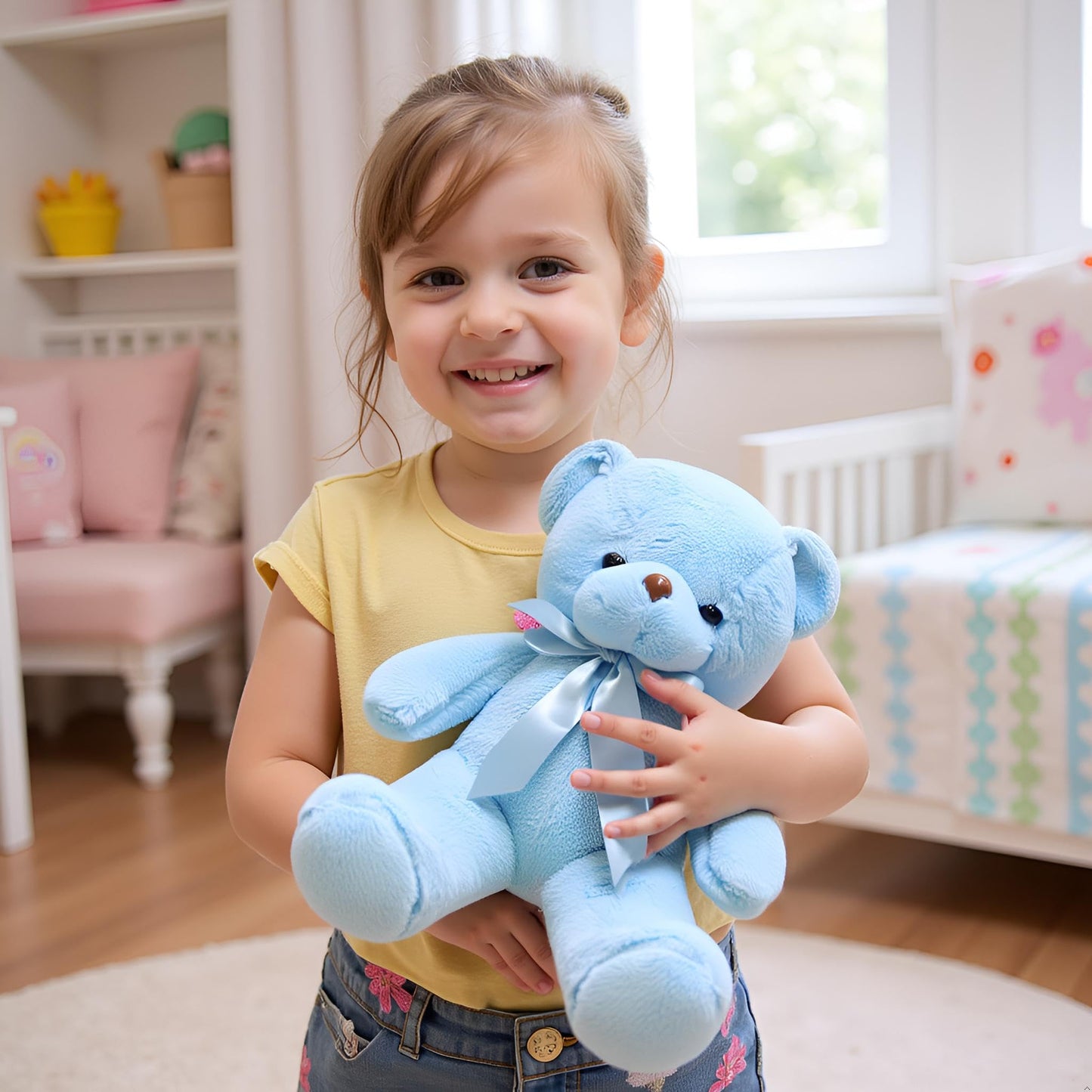 VYUSIT Blue Teddy Bear Plush – 12-Inch Cuddly Stuffed Bear for Kids