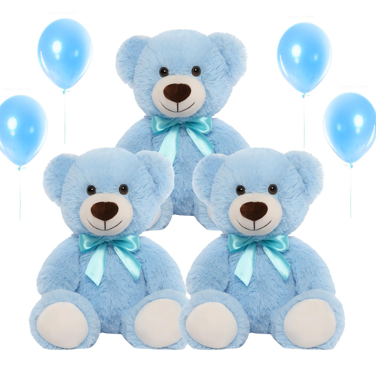 VYUSIT 3-Pack Blue Teddy Bears – 13.5-Inch Plush Stuffed Animals Bulk Gift Pack