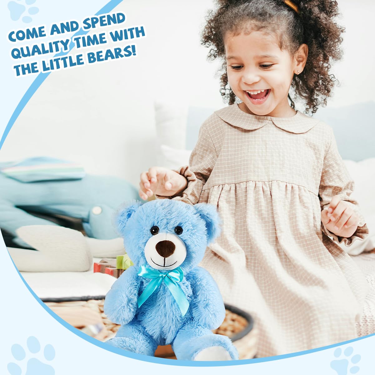 VYUSIT 3-Pack Blue Teddy Bears – 13.5-Inch Plush Stuffed Animals Bulk Gift Pack