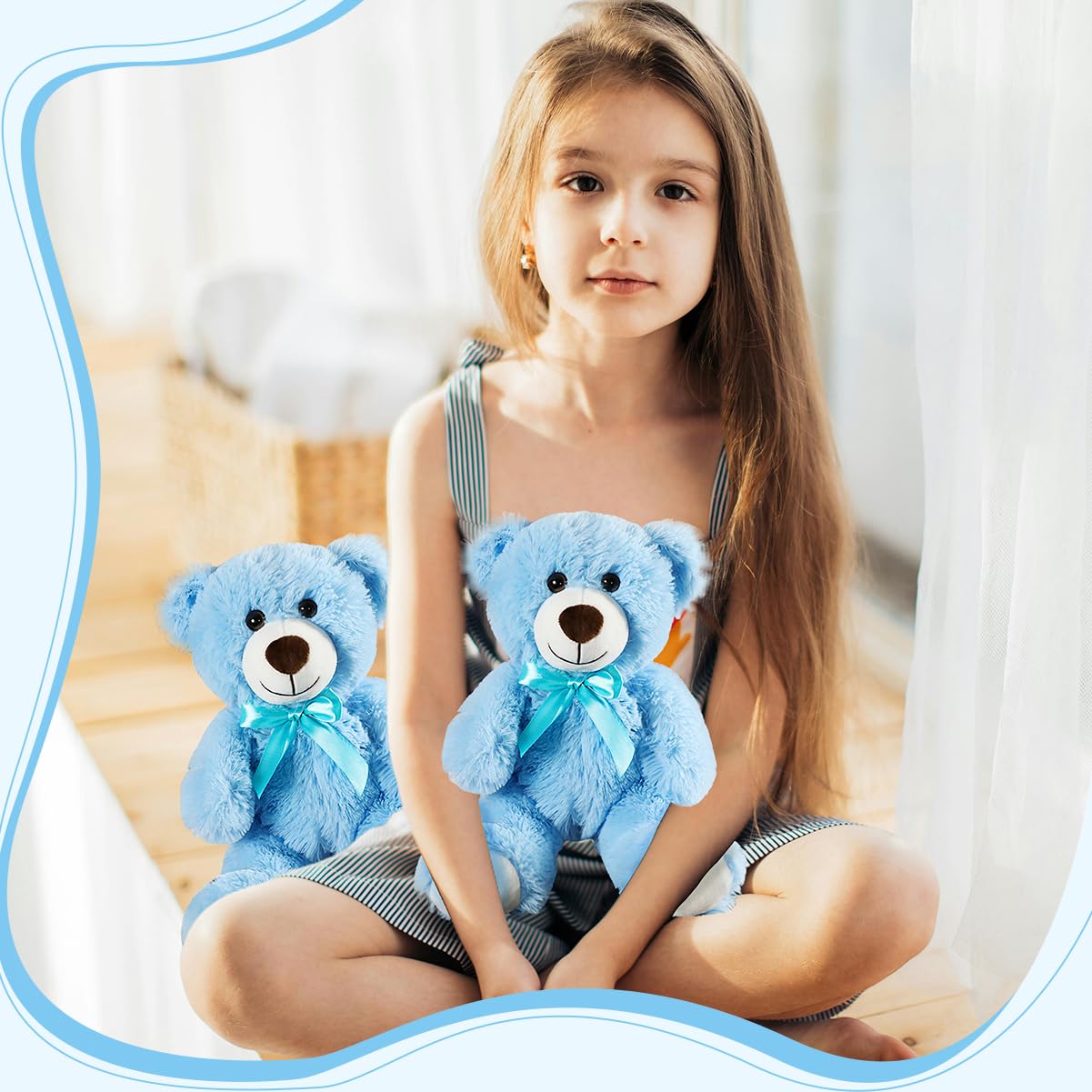 VYUSIT 3-Pack Blue Teddy Bears – 13.5-Inch Plush Stuffed Animals Bulk Gift Pack