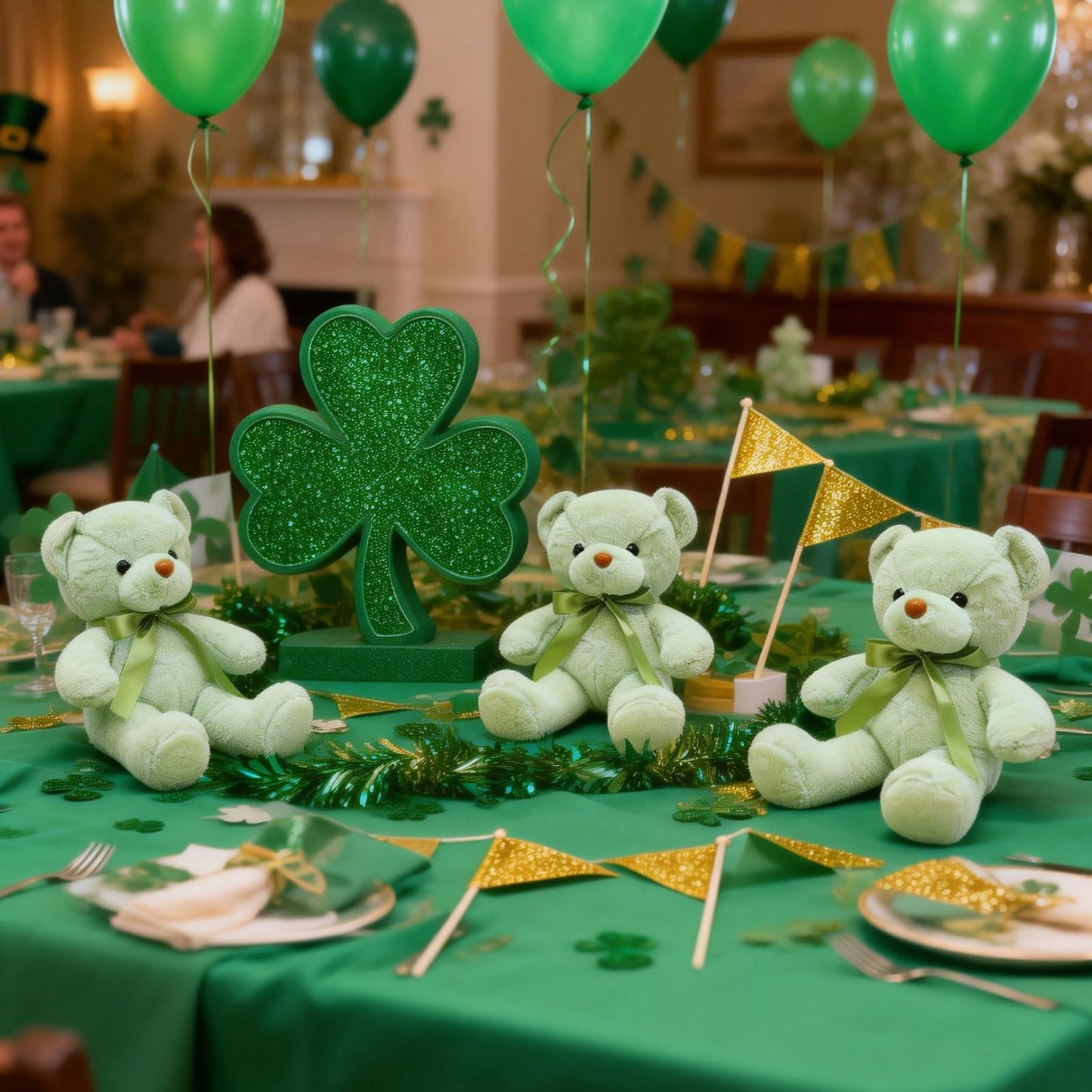 VYUSIT 3 Pcs Green Teddy Bears Bulk – 13.4 Inch Soft Plush Toys for Kids & Gifts