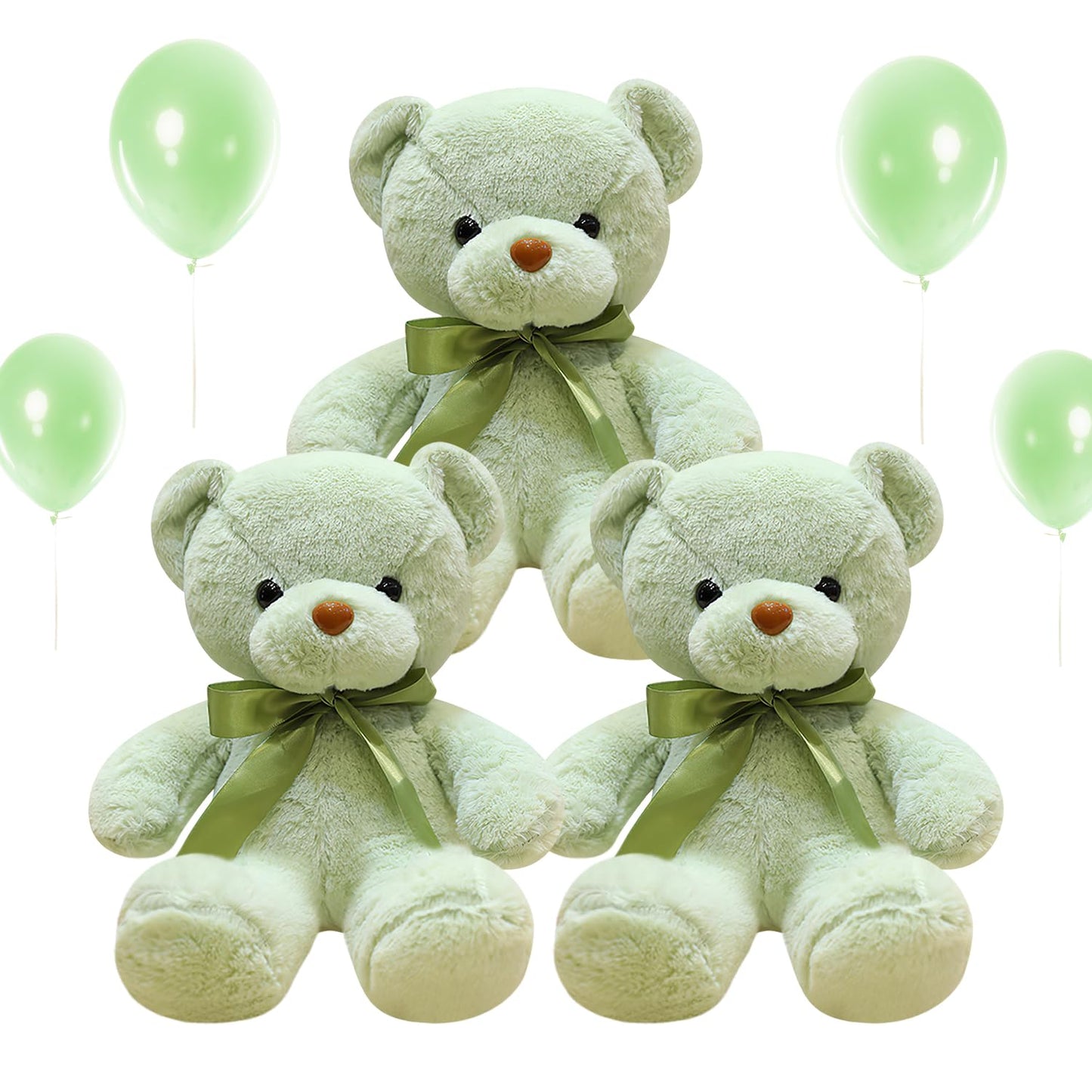 VYUSIT 3 Pcs Green Teddy Bears Bulk – 13.4 Inch Soft Plush Toys for Kids & Gifts