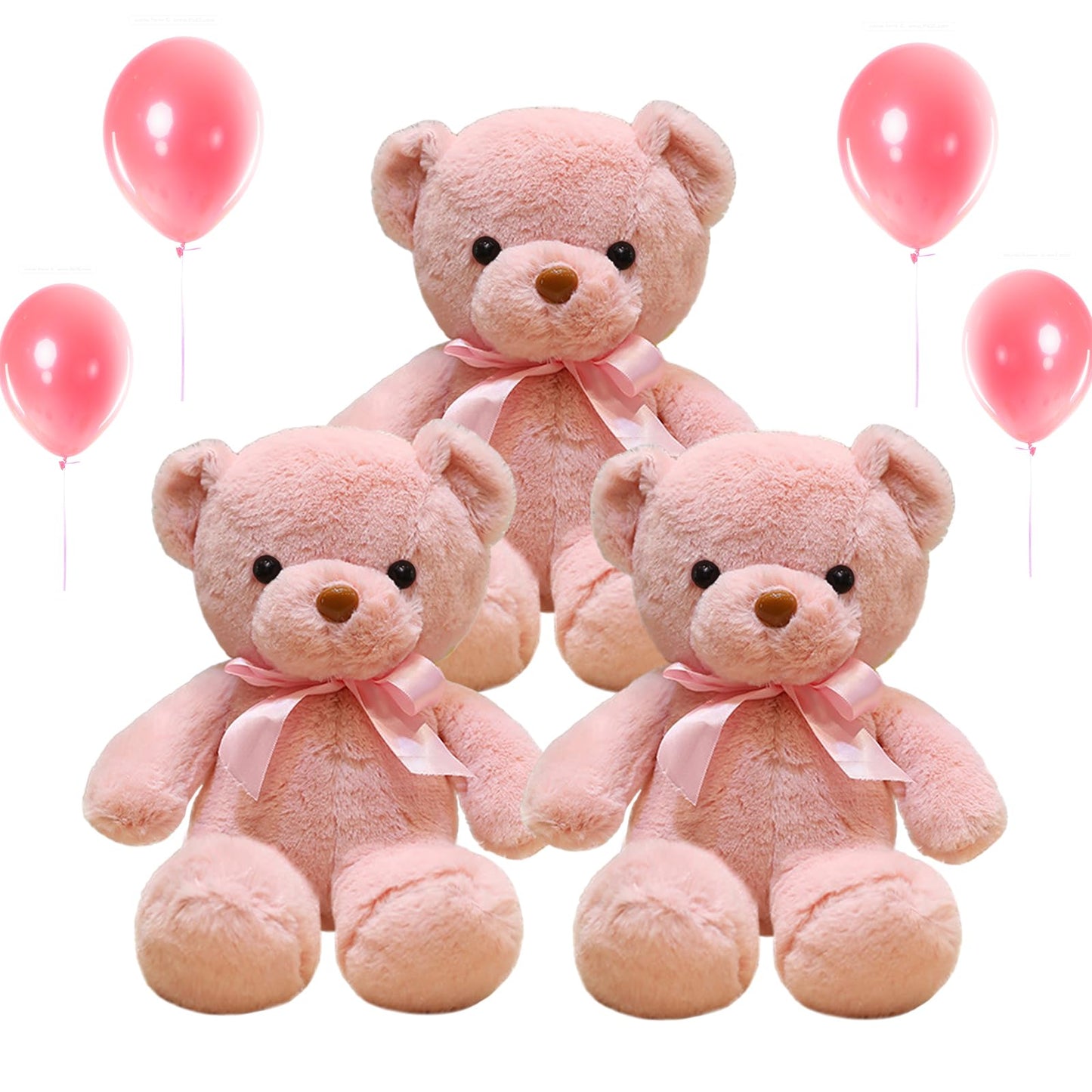 VYUSIT 3 Pcs Pink Teddy Bear Plush – 13.4-Inch Cute Cuddly Stuffed Animals for Kids