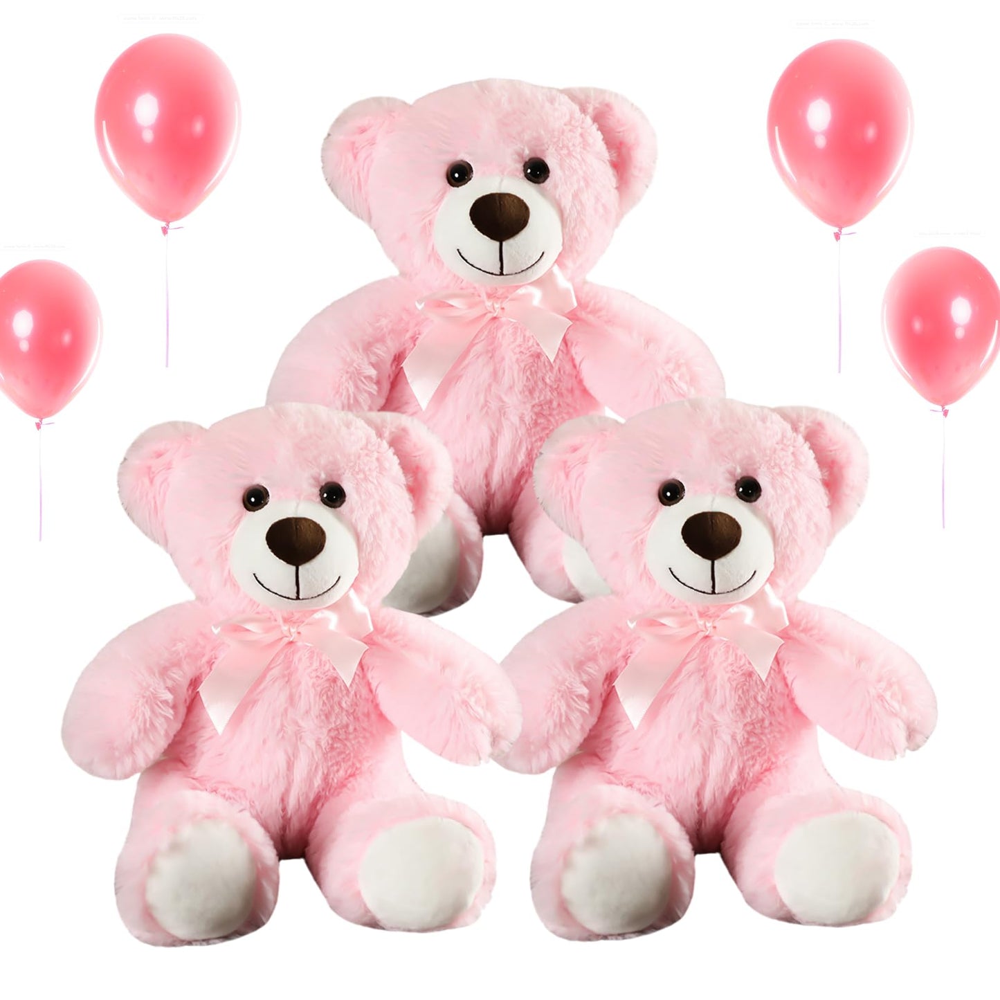VYUSIT 3 Pcs Pink Teddy Bear Plush Set – 13.5 Inch Cuddly Stuffed Animals for Kids, Gifts, and Decor