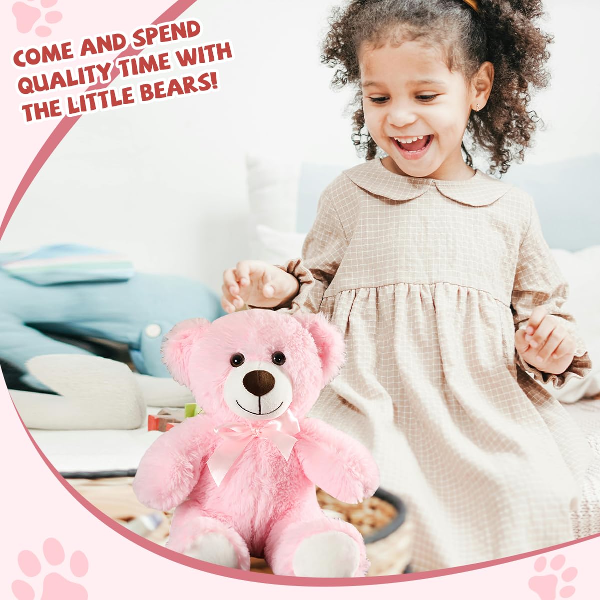 VYUSIT 3 Pcs Pink Teddy Bear Plush Set – 13.5 Inch Cuddly Stuffed Animals for Kids, Gifts, and Decor