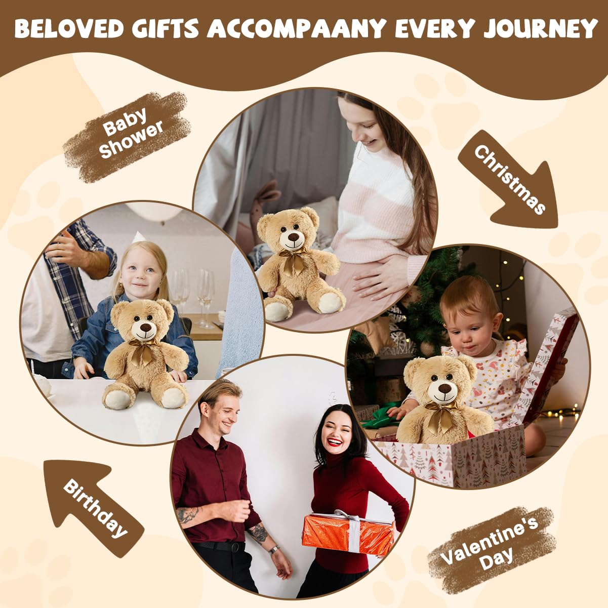VYUSIT 6 Pcs Teddy Bear Plush Toys Bulk – 12.5-Inch Cuddly Centerpieces for Parties