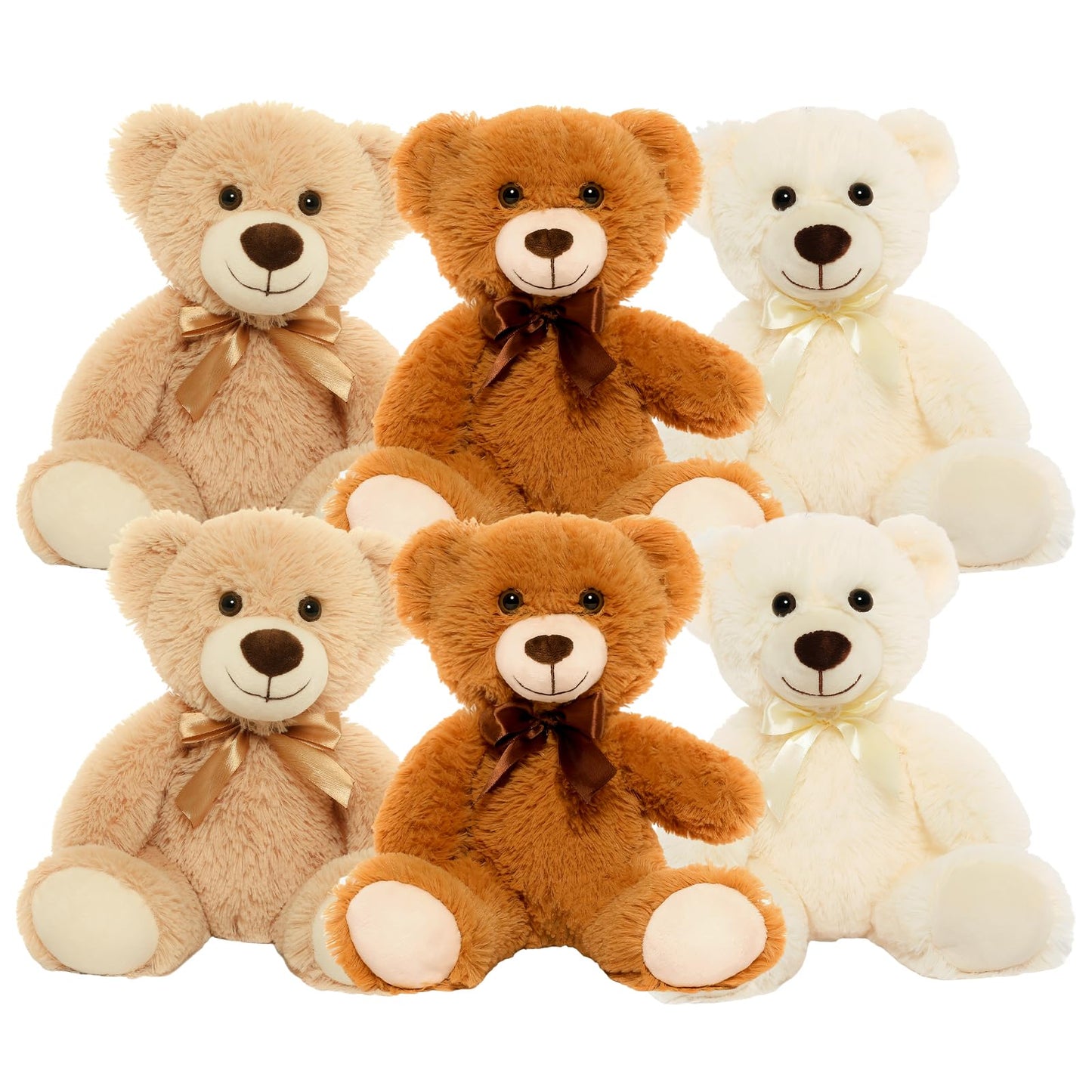 VYUSIT 6-Pcs Teddy Bear Plush Set — 13.5-Inch Soft Stuffed Bears for Baby Showers, Parties, Gifts