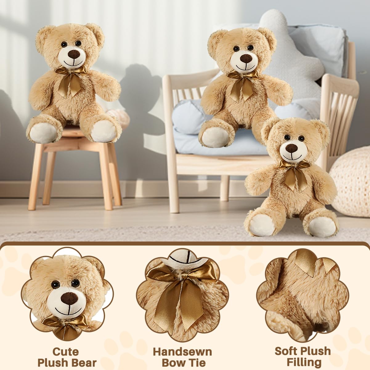VYUSIT 6 Pcs Teddy Bear Plush Toys Bulk – 12.5-Inch Cuddly Centerpieces for Parties