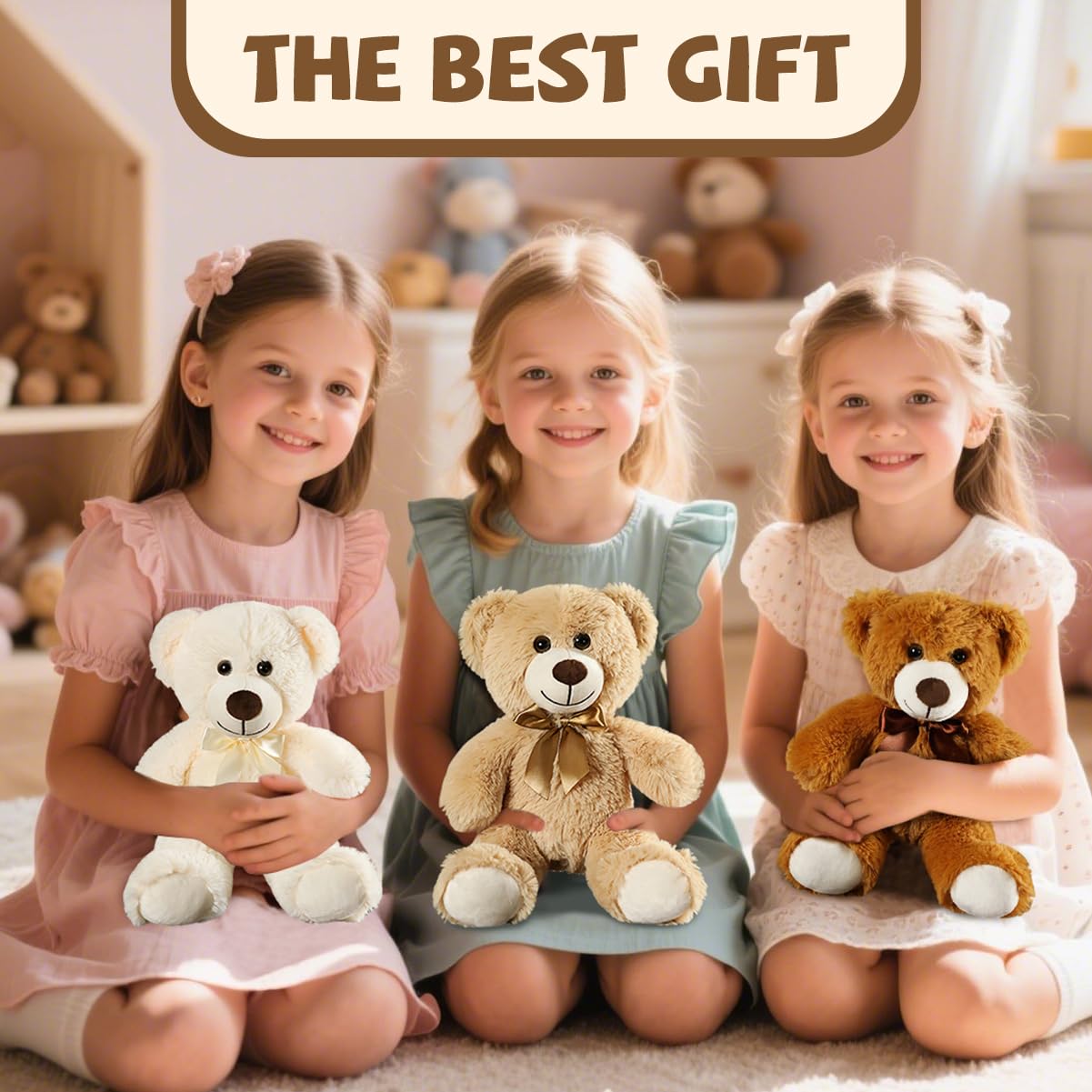 VYUSIT 6-Pcs Teddy Bear Plush Set — 13.5-Inch Soft Stuffed Bears for Baby Showers, Parties, Gifts