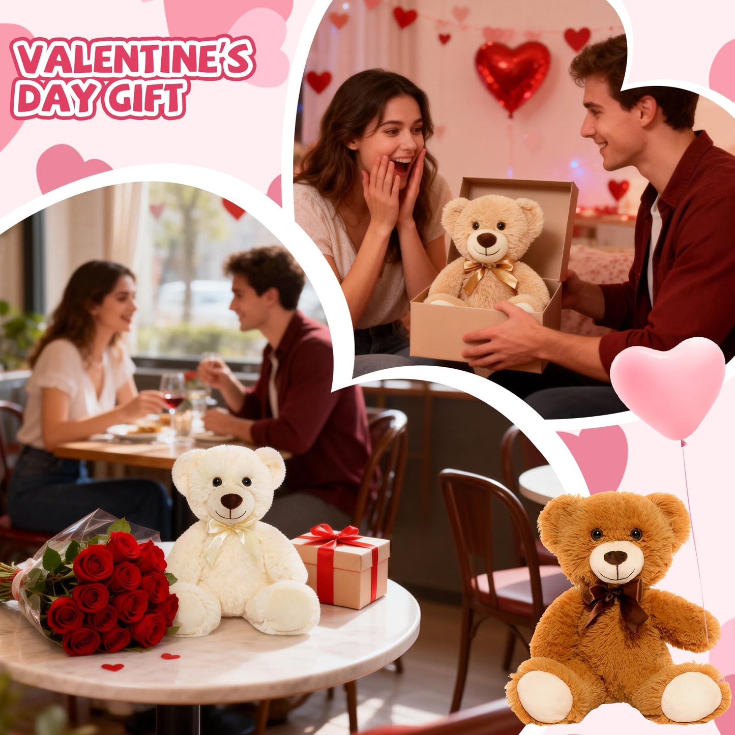 VYUSIT 3-Pack Teddy Bears — 13-Inch Soft Plush Stuffed Animals for Kids