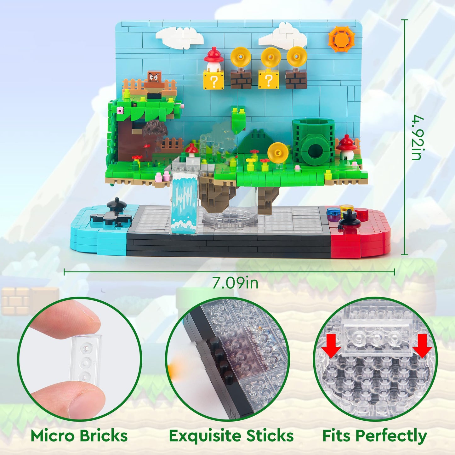 Vziimo Super Game Building Sets – 1256 Pieces | 3D Anime Scene Kit for Teens & Adults