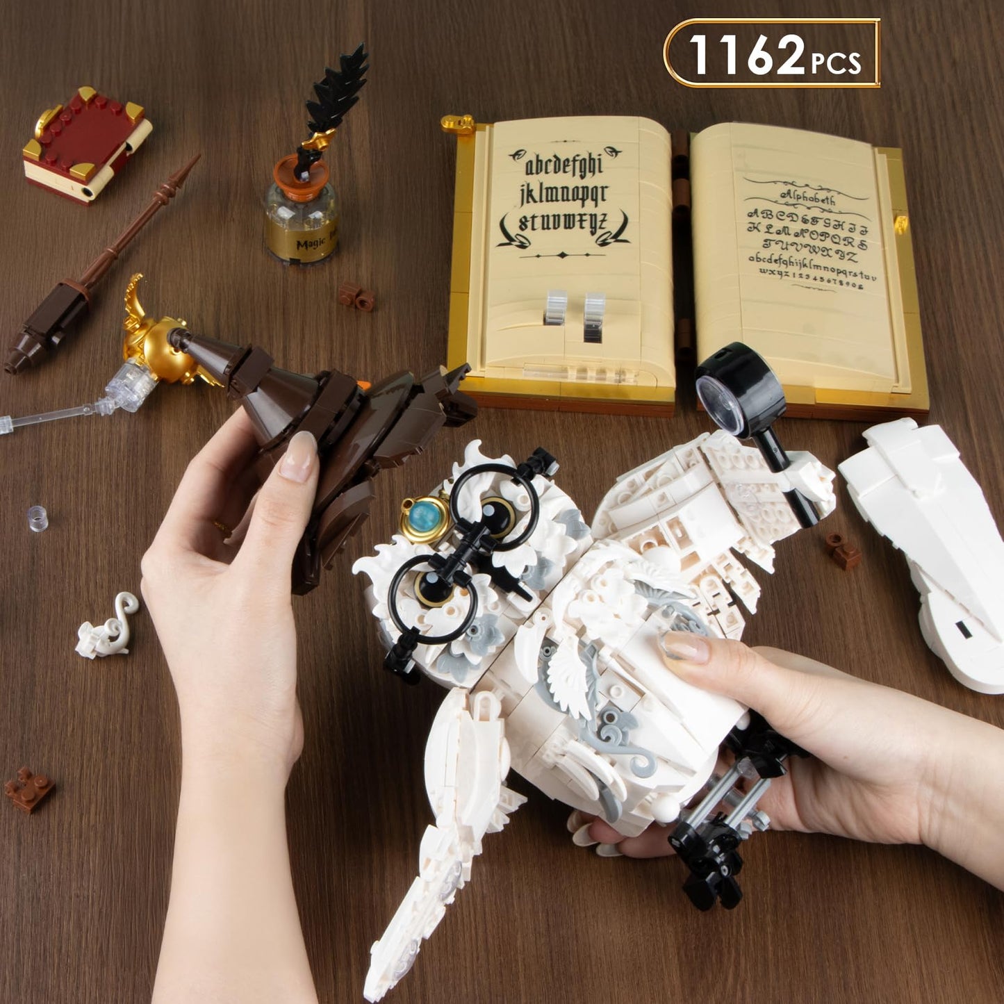 Vziimo Ideas Magic World Owl Building Set - 1162 PCS MOC Creative Bird with Light for Teens & Adults 14+