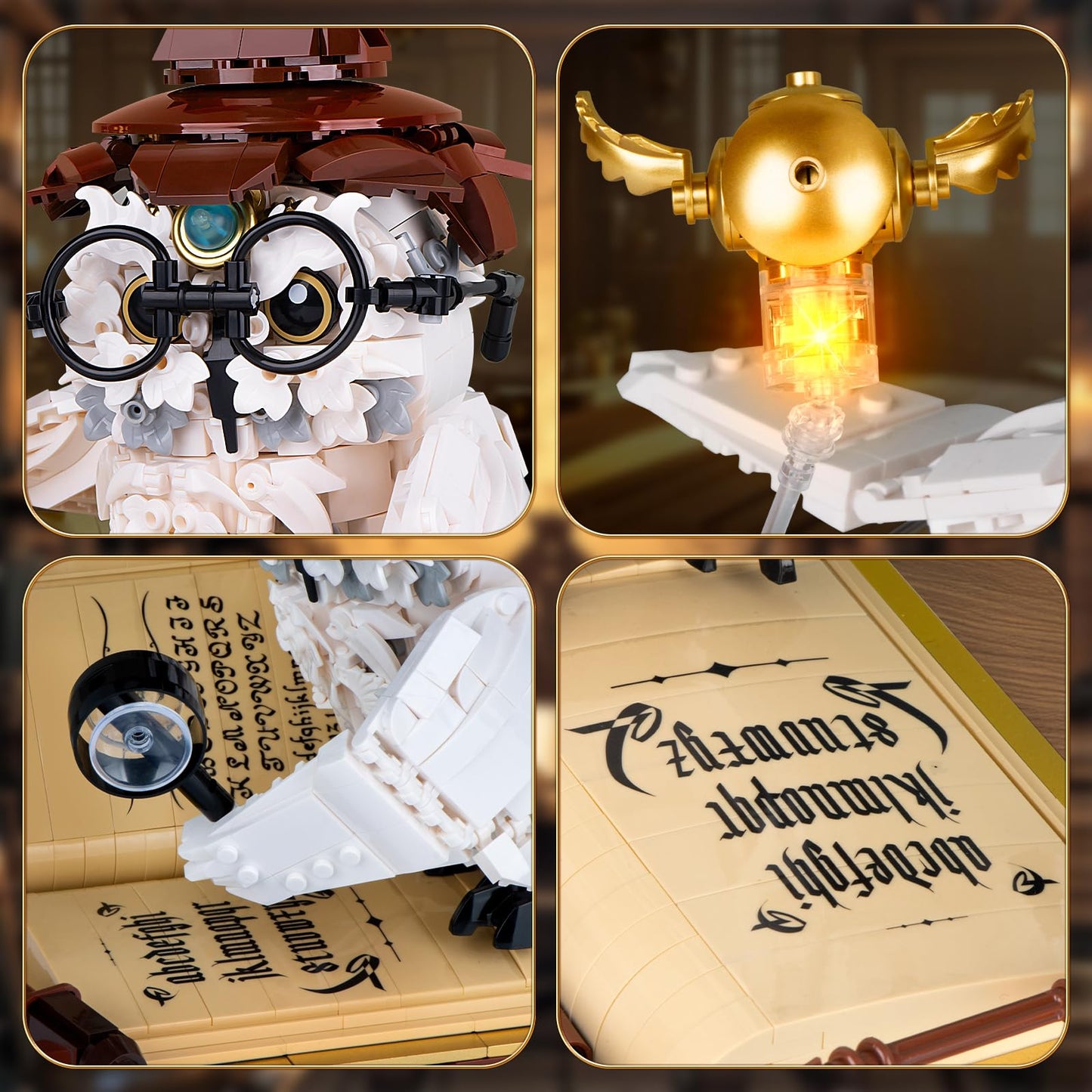 Vziimo Ideas Magic World Owl Building Set - 1162 PCS MOC Creative Bird with Light for Teens & Adults 14+