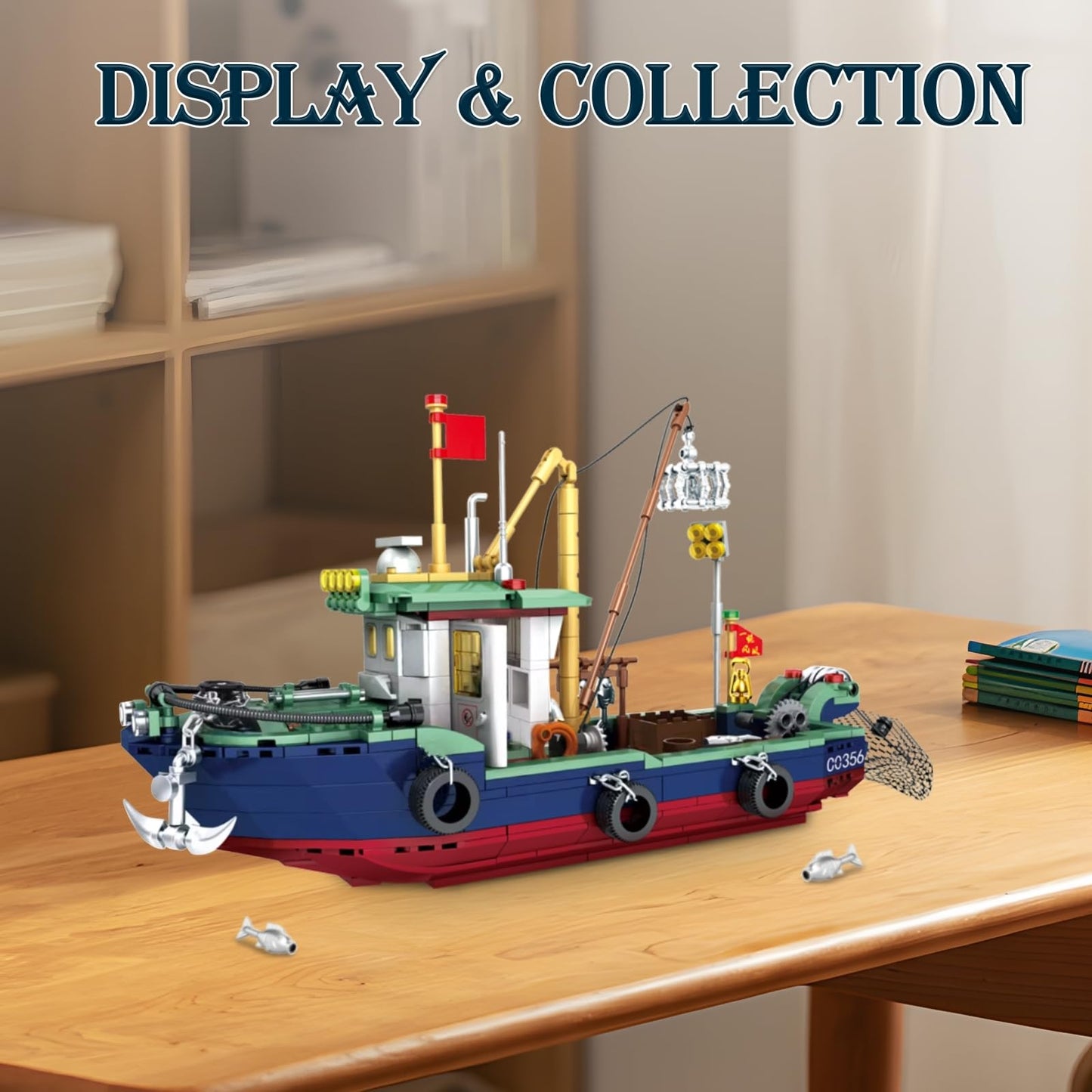 Vziimo Fishing Boat Building Blocks – City Marine Model Kit (582 PCS)