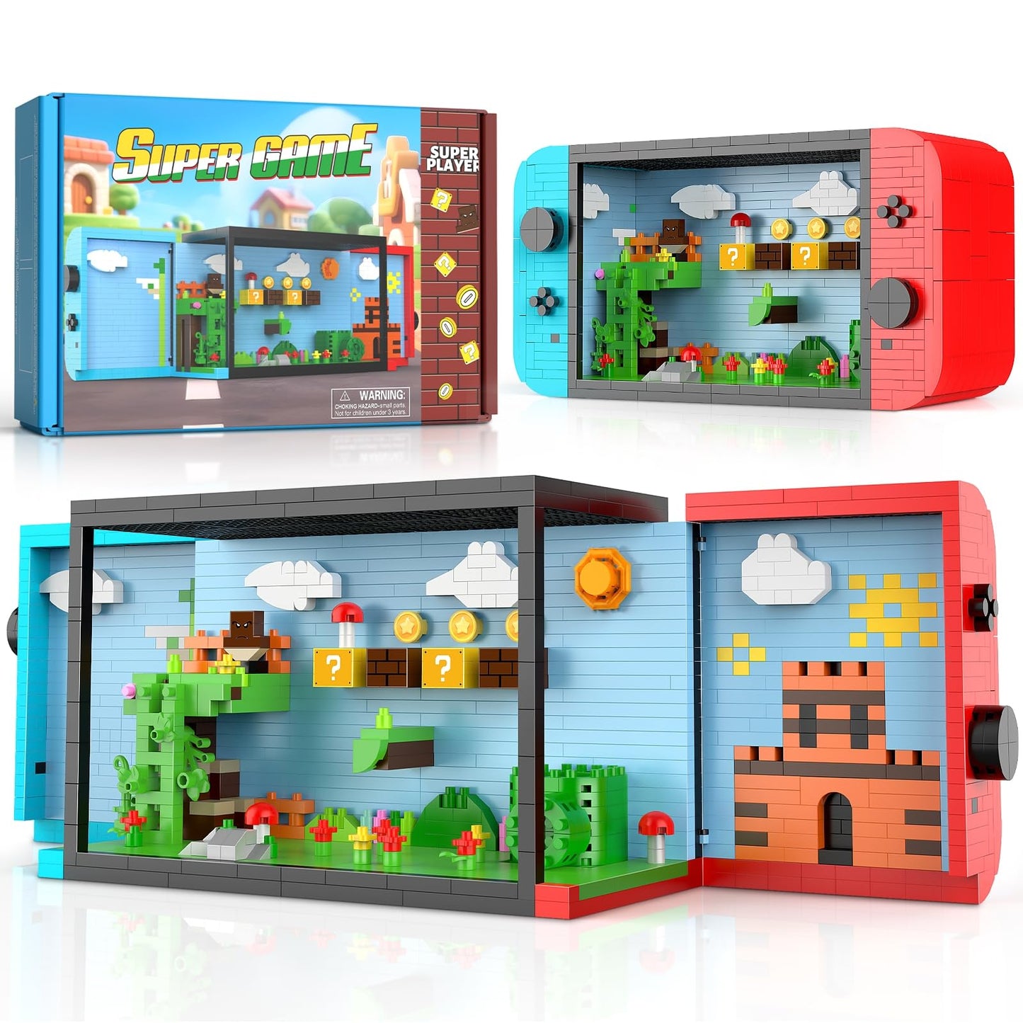 Vziimo Super Player Game Building Sets – 1528 Pieces, Openable 3D Anime Scene