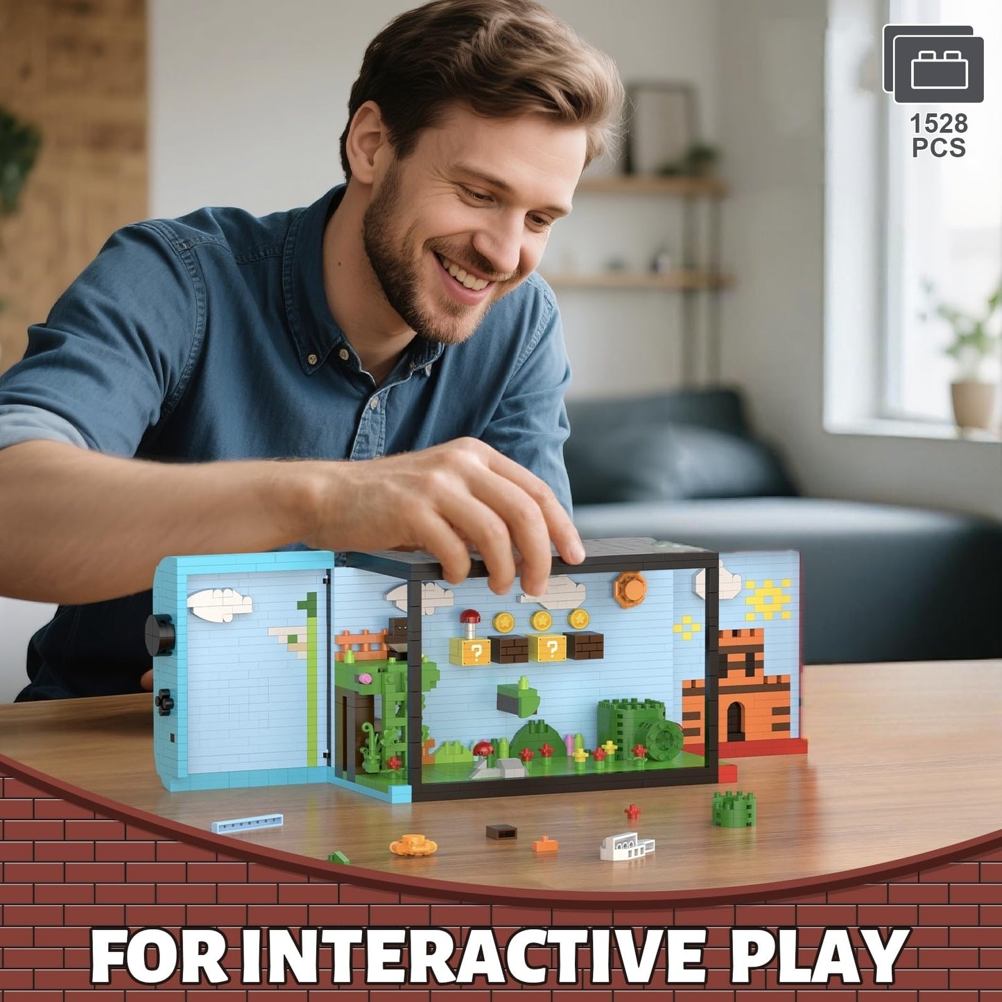 Vziimo Super Player Game Building Sets – 1528 Pieces, Openable 3D Anime Scene