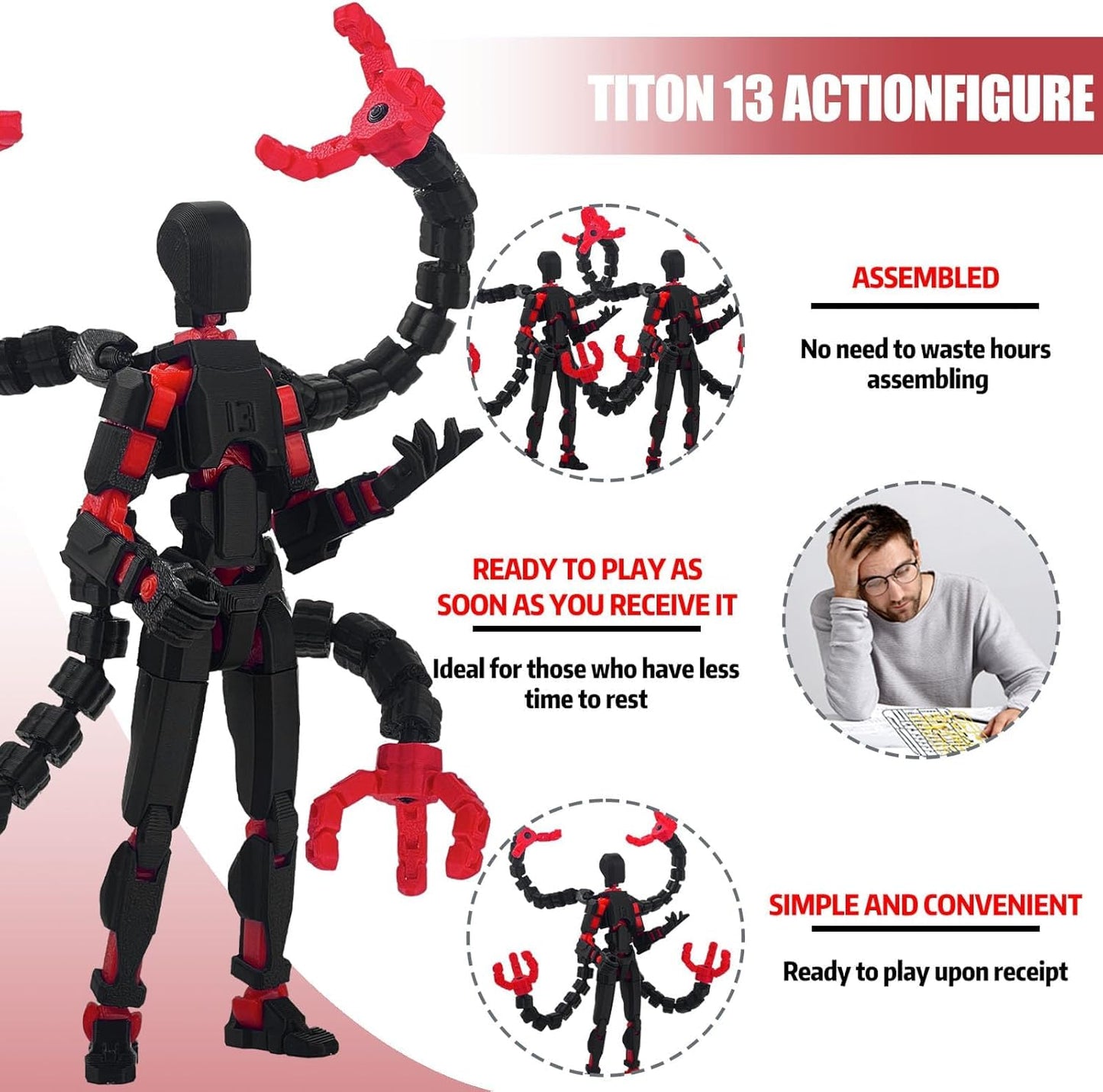 VZNYBL Titan13 Action Figure Set — Fully Assembled 7.2" Poseable Robot