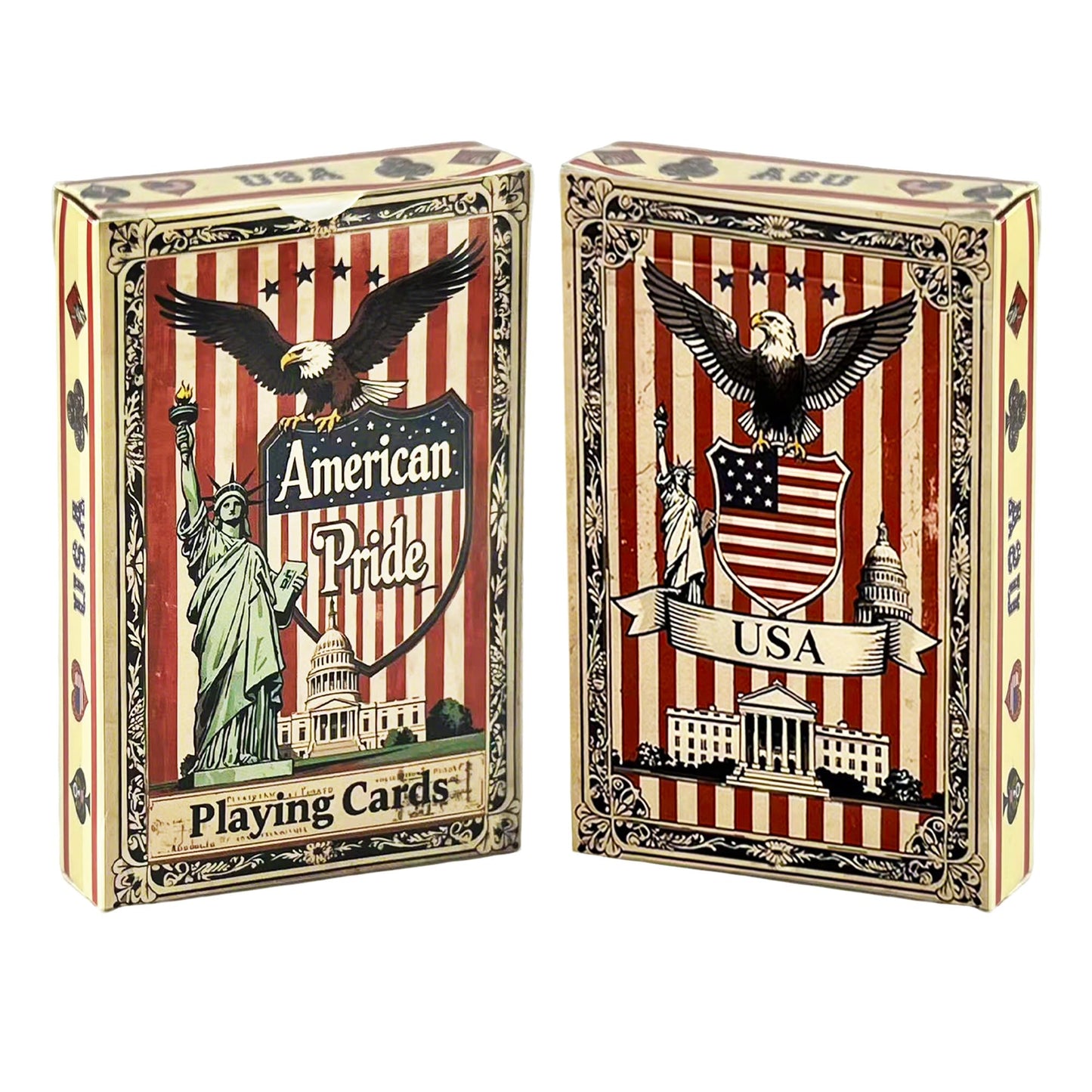VZONE American Playing Cards - Waterproof Plastic Poker Deck with Statue of Liberty & Flag