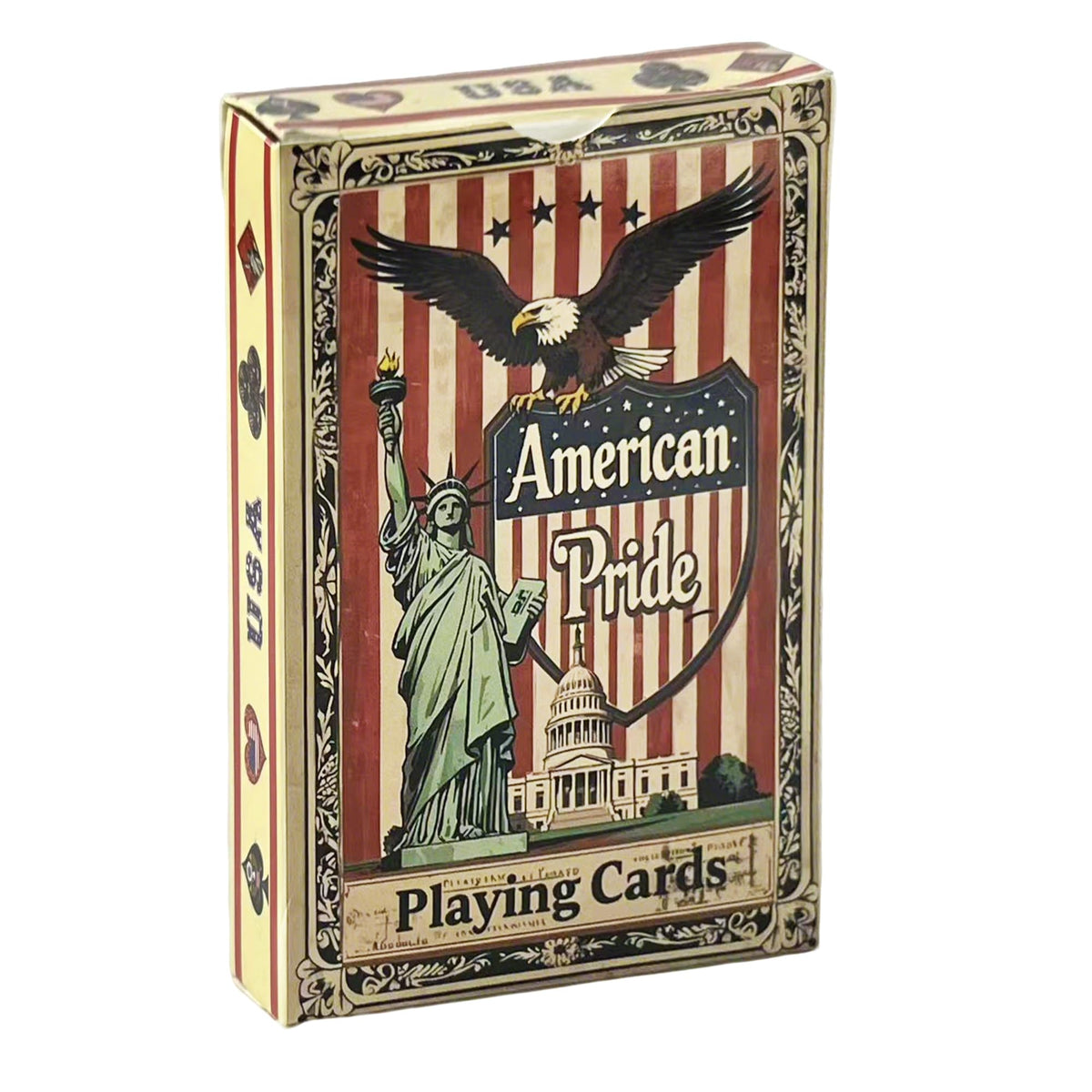 VZONE Patriotic-Themed Playing Cards – 100% Plastic Waterproof Standard Deck with Statue of Liberty, American Flag & Great Seal