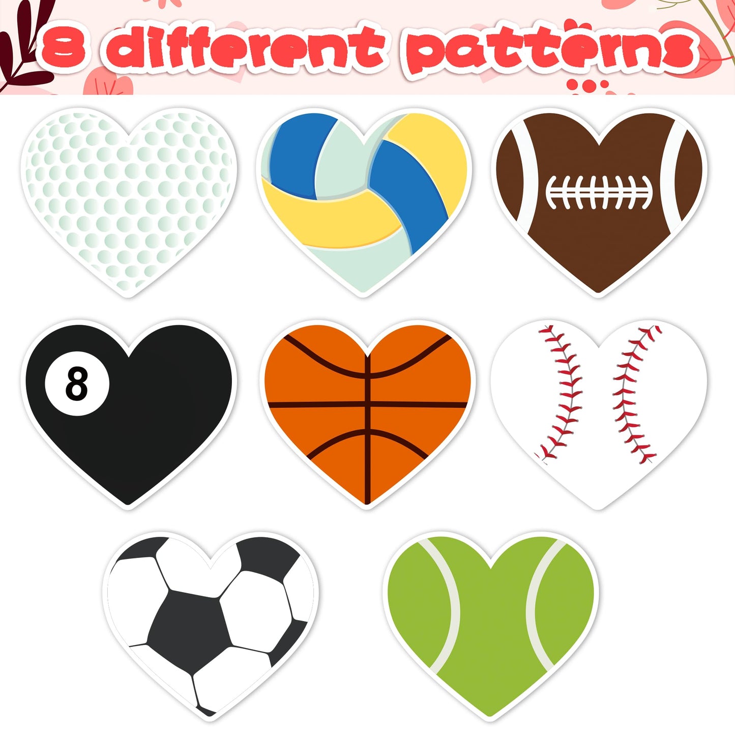 W1cwey Waterproof Kids' Sticker Roll – 1000 Heart-Shaped Sports Stickers for Gift Wrapping and Crafts