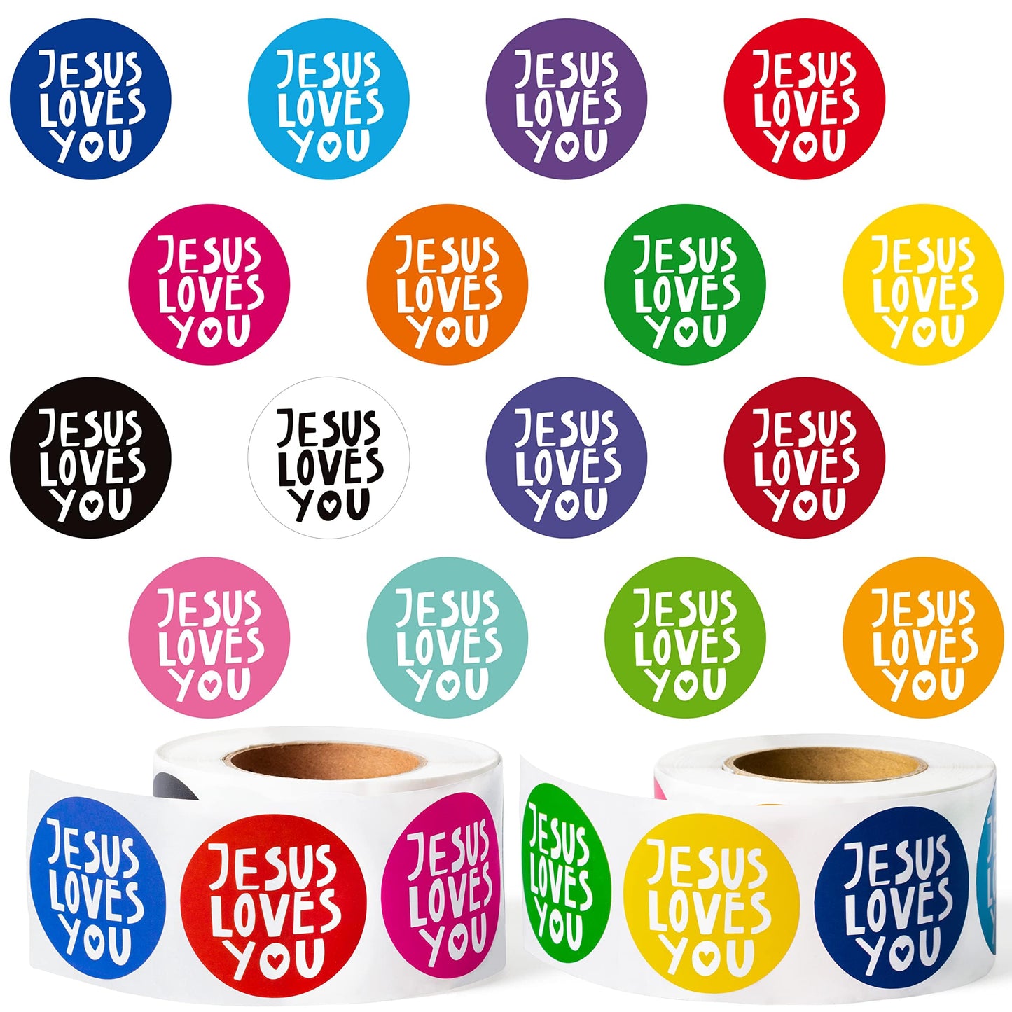 W1cwey Jesus Love You Stickers - 1000pcs Religious Sticker Roll for Journals, Gifts & Crafts