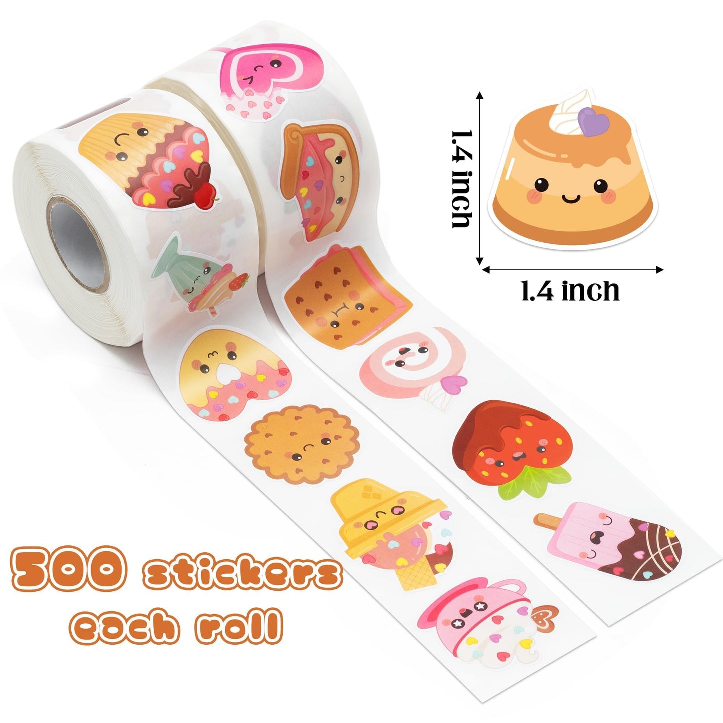 W1cwey Valentine's Day Sticker Roll – Cartoon Dessert Collection
