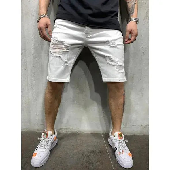 Slim Fit Men's Ripped Denim Shorts