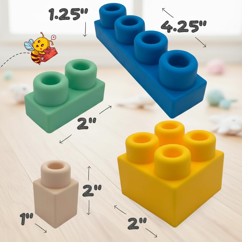WaBee Baby Big Soft Building Blocks for Toddlers 1-3 | 20-Piece Mega Blocks with Booklet