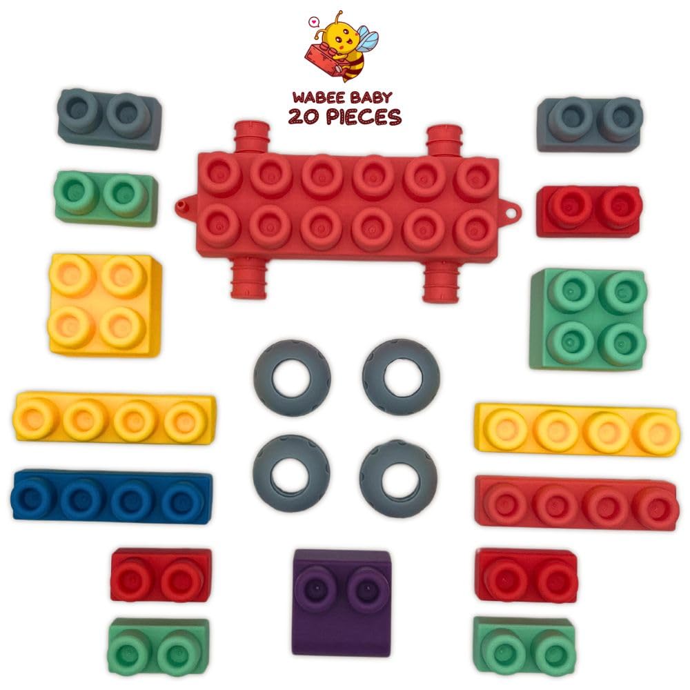 WaBee Baby Big Soft Building Blocks for Toddlers 1-3 | 20-Piece Mega Blocks with Booklet
