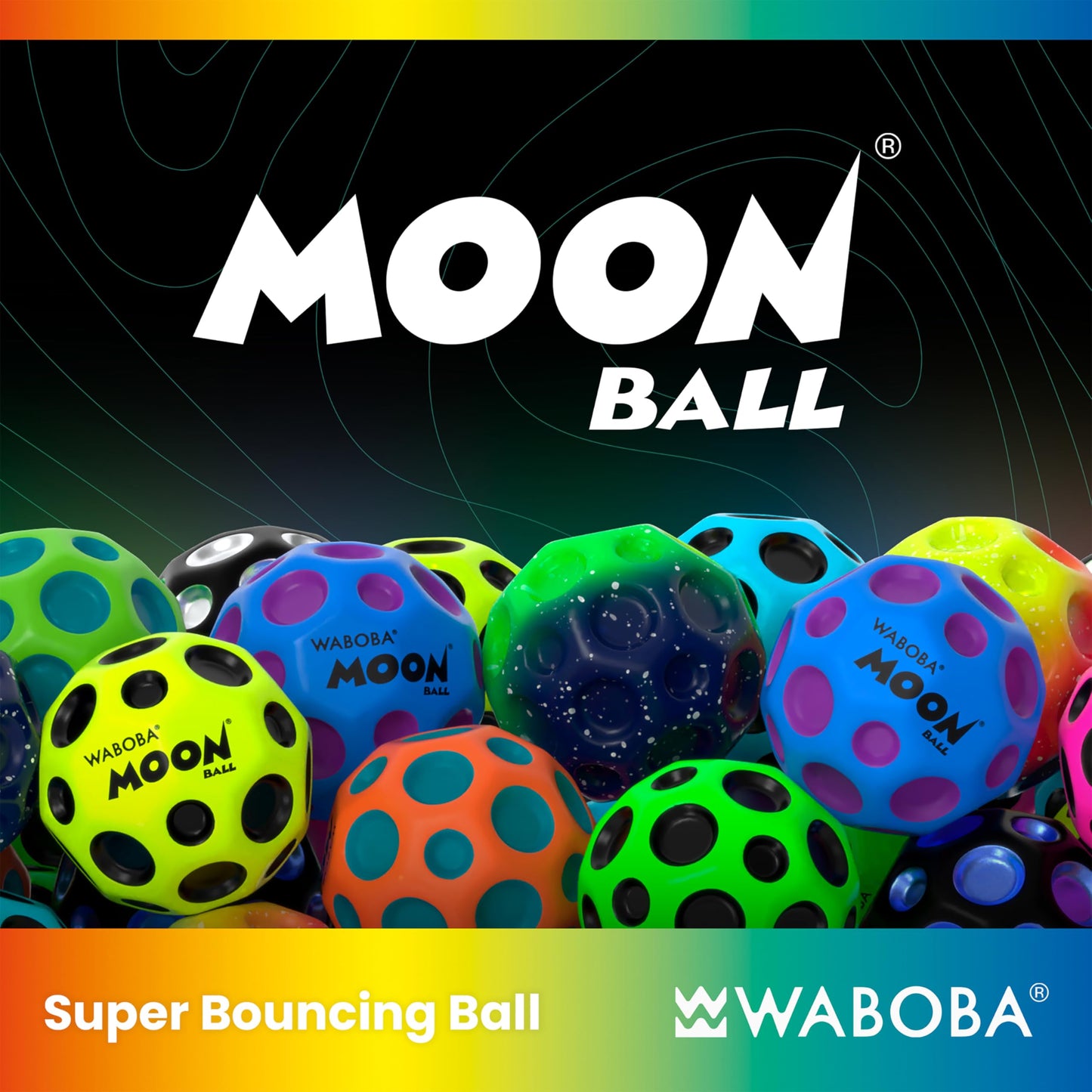 Waboba Moon Ball Dark Side of The Moon — Hyper Bouncy Ball for All Ages | Extreme Bounce