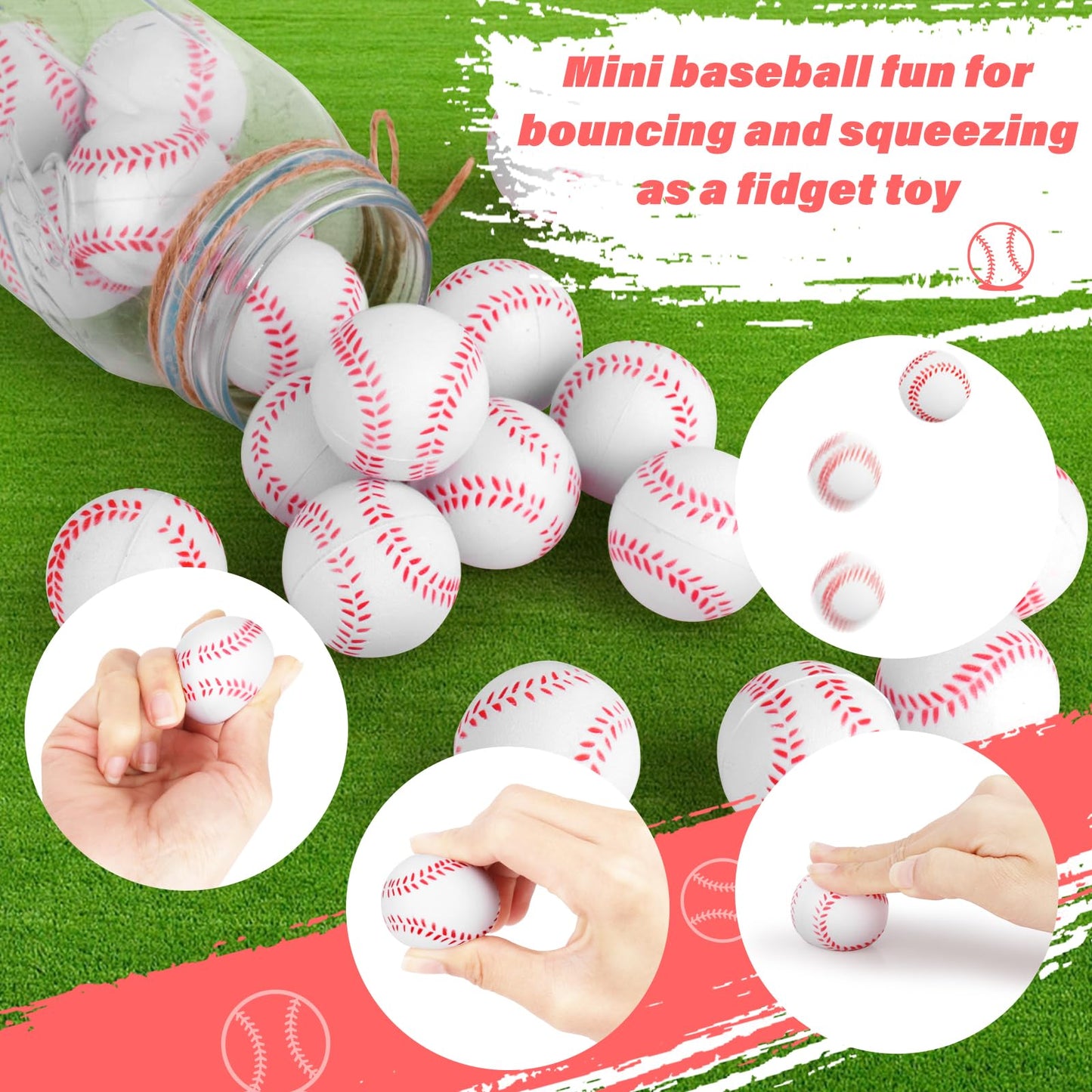 Waenerec Mini Baseball Stress Balls – 20 Pack Foam Squeeze Toys for Kids & Adults