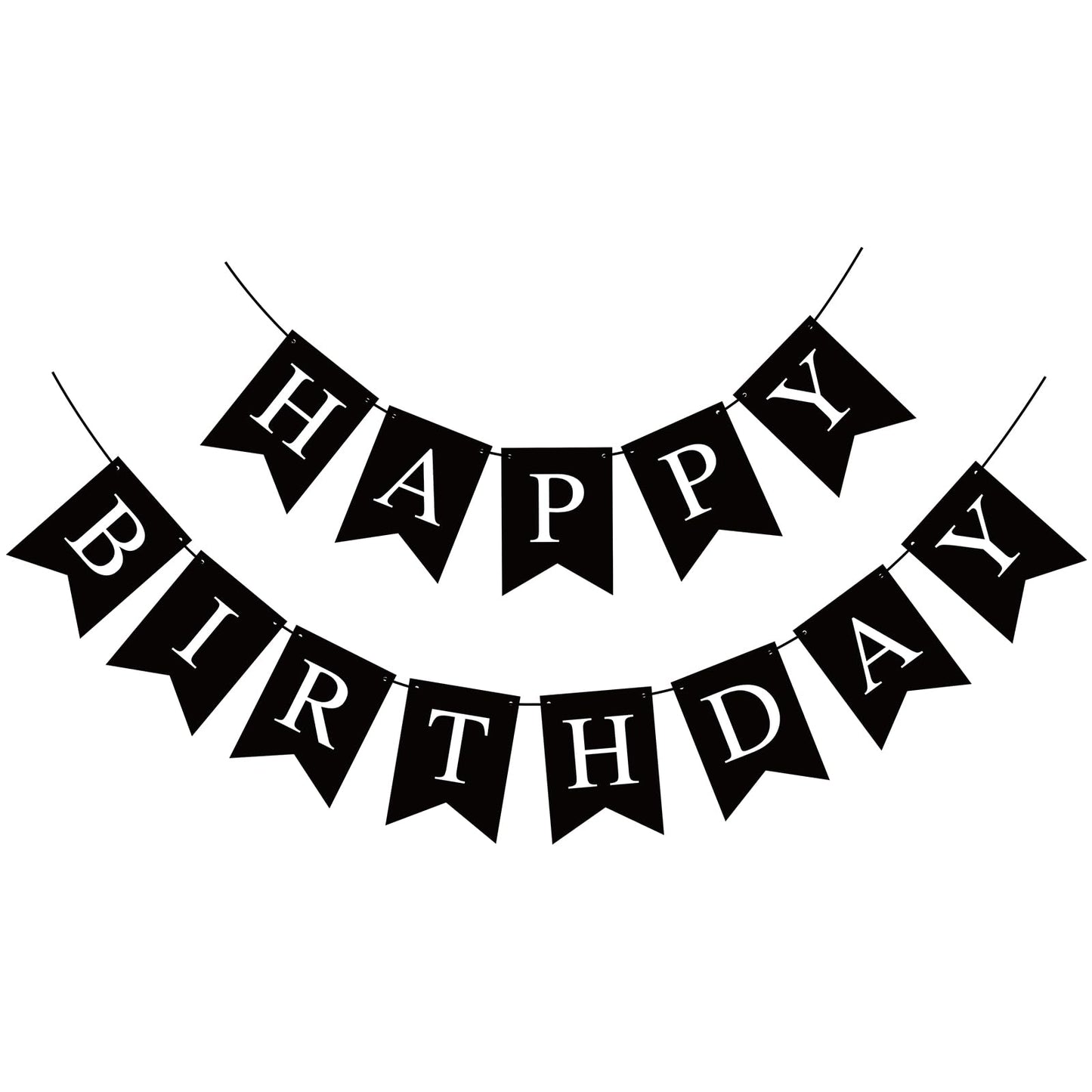 Waenerec Black Happy Birthday Banner — Stylish Party Garland for Any Age
